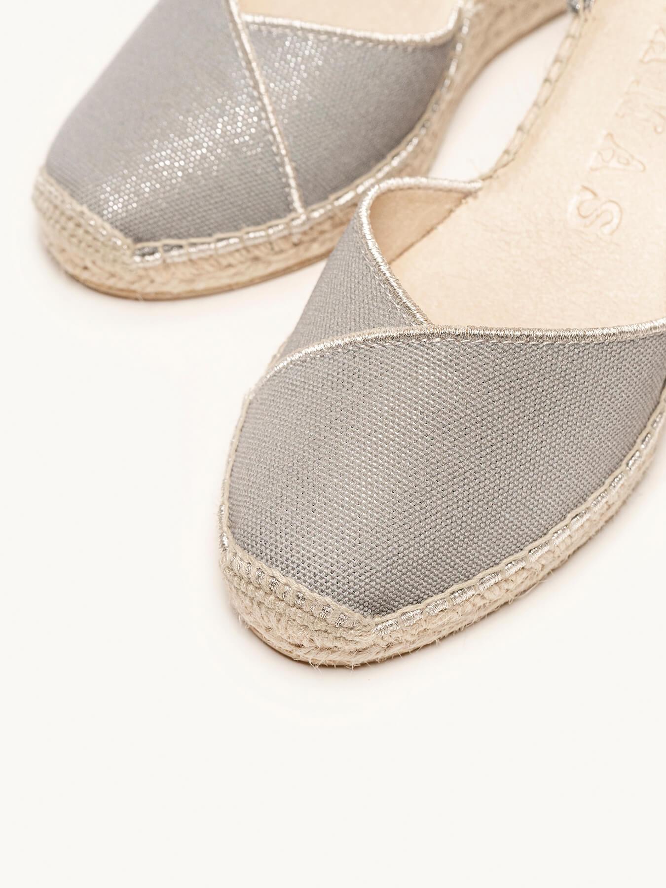 Sandália Jara Anabela 7 cm Lona Azul Jeans