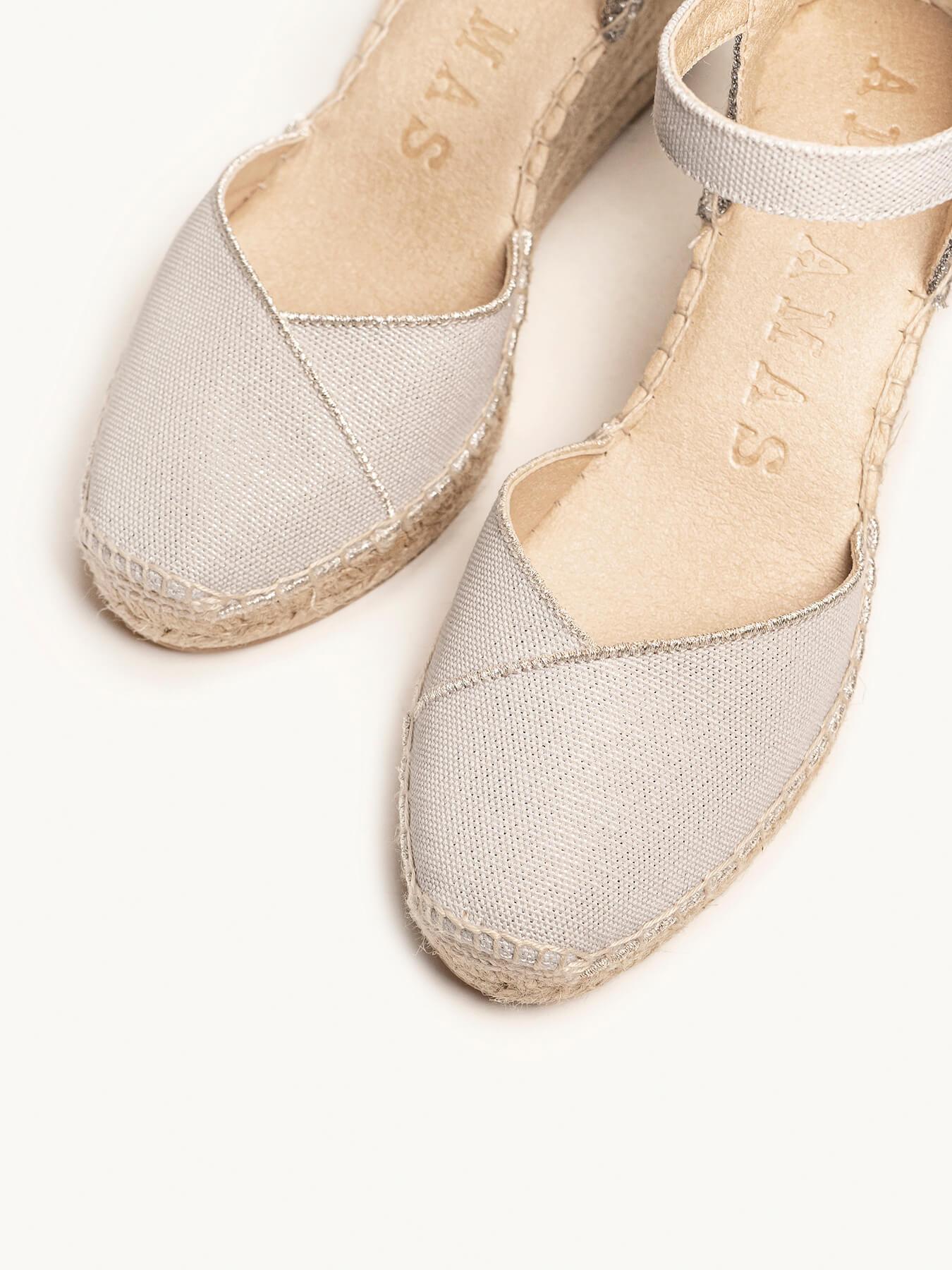 Sandália Jara Anabela 7 cm Lona Cinza