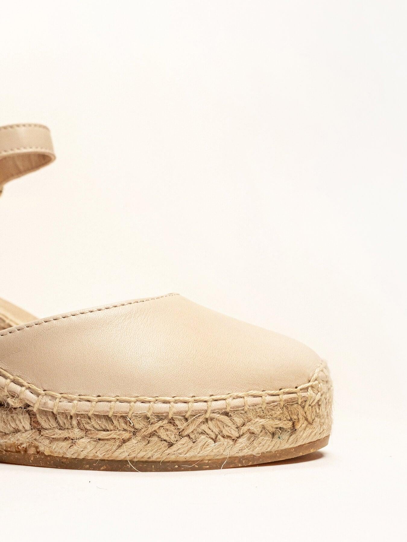 Sandália Marga Anabela 7 cm Napa Areia