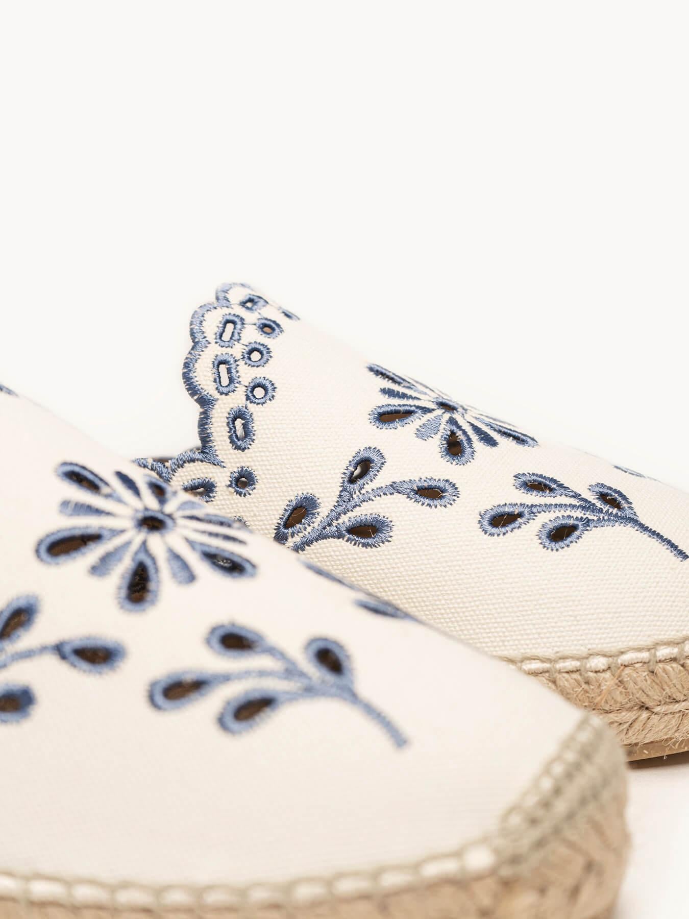 Mule Loto Lona Bordada Azul Jeans