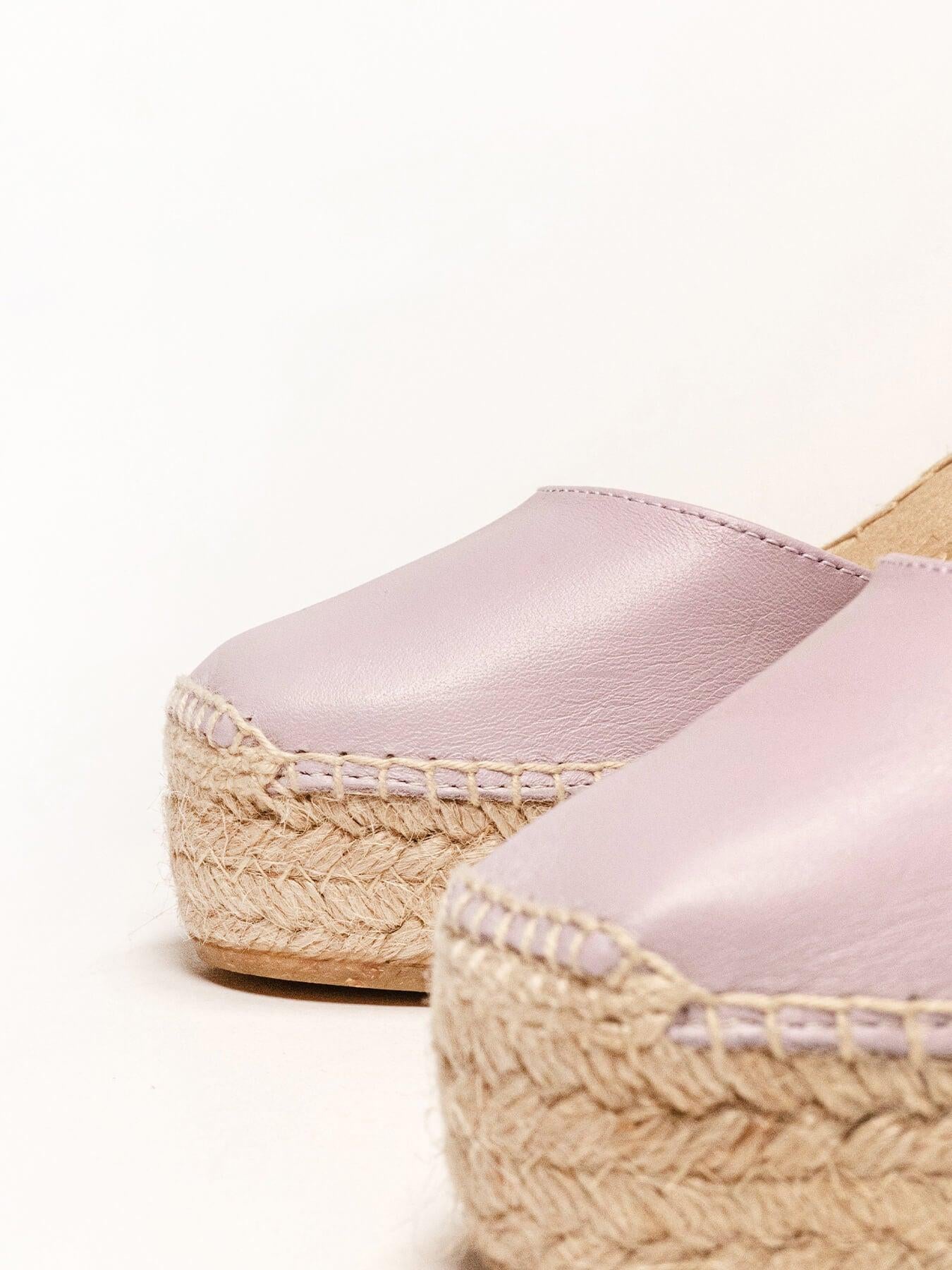 Sandália Anabela Alta Marga Napa Lilás