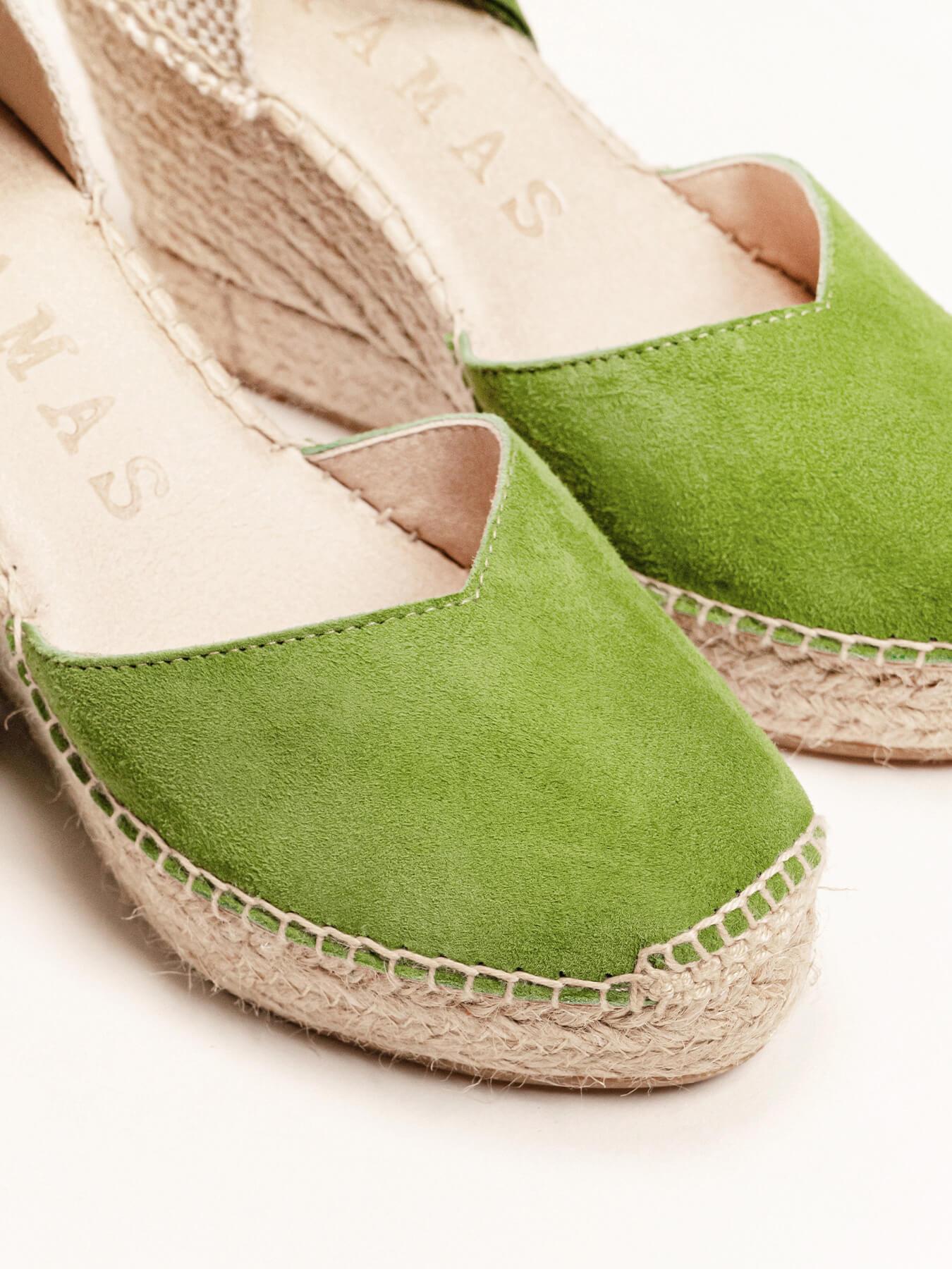 Sandália Anabela Alta Romero Camurça Verde