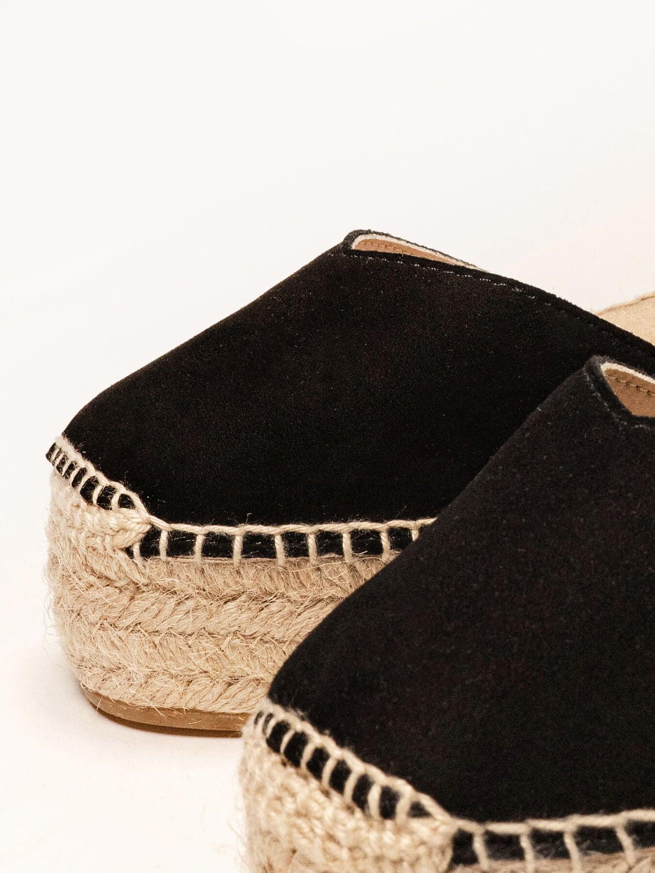 Sandália Romero Anabela 6 cm Camurça Preto