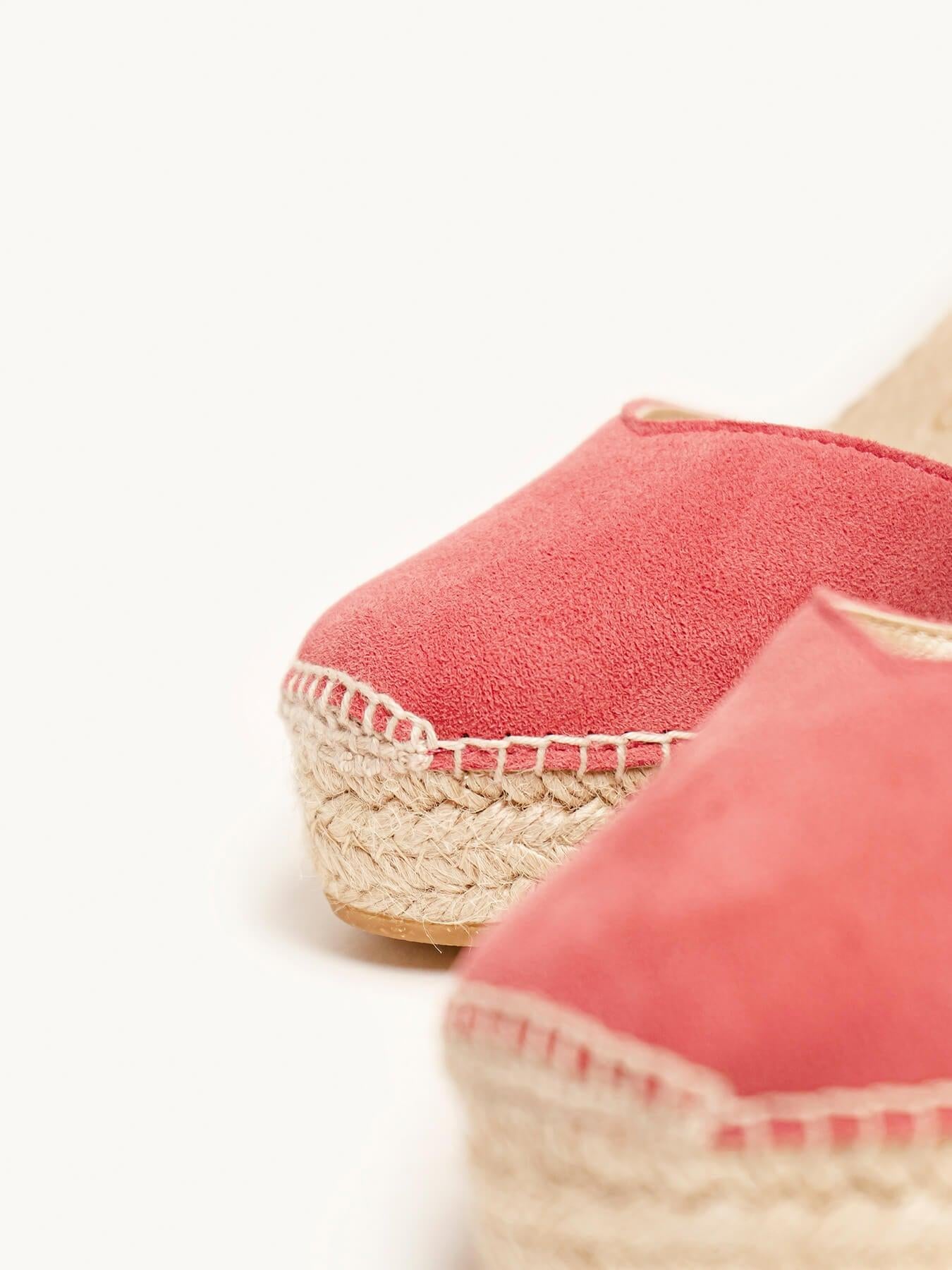 Sandália Jara Anabela 10 cm Camurça Rosa Escuro