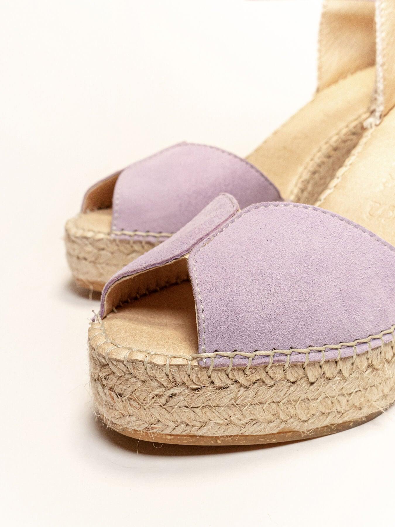 Sandália Anabela Alta Alelí Camurça Lilás