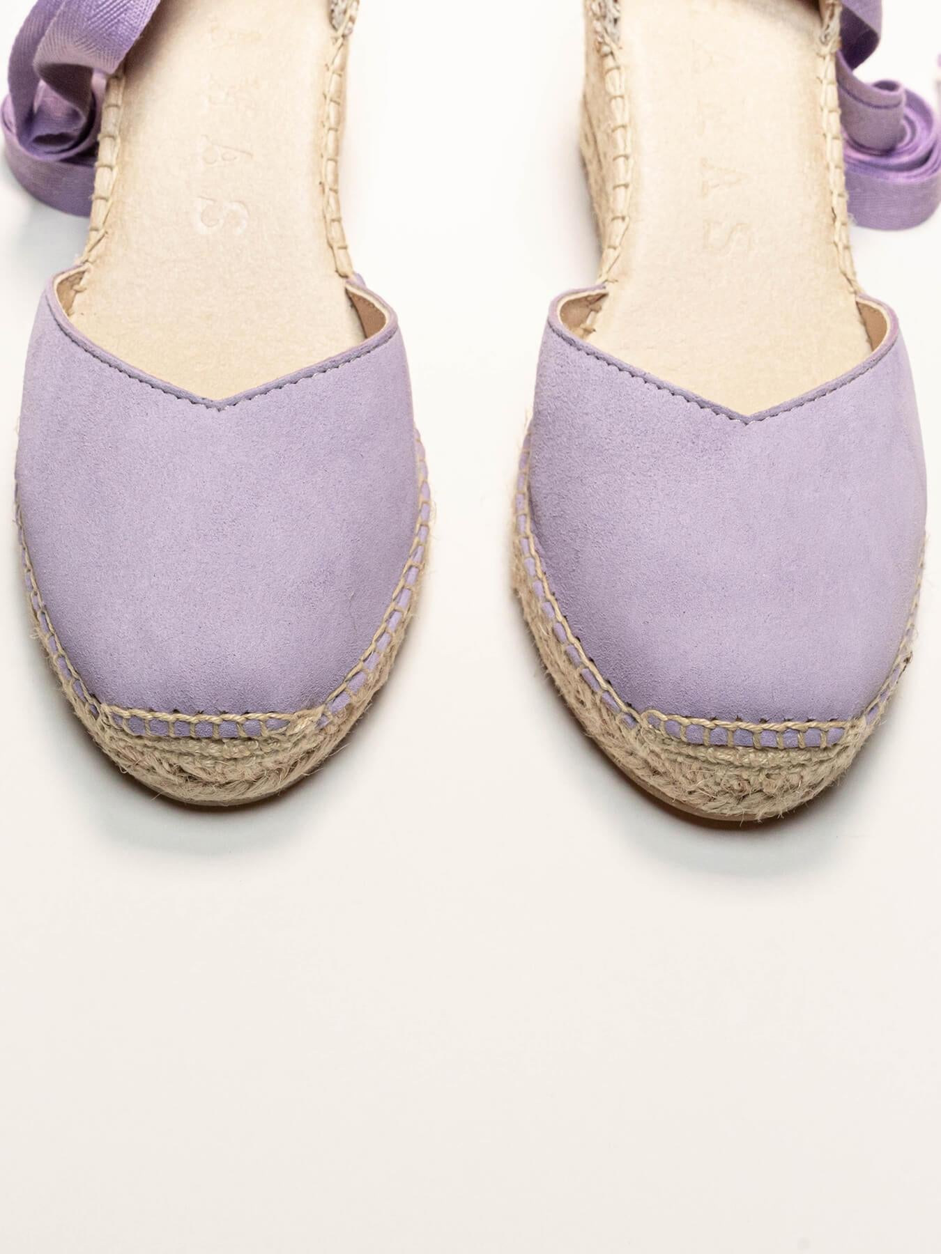 Sandália Romero Anabela 7 cm Camurça Lilás