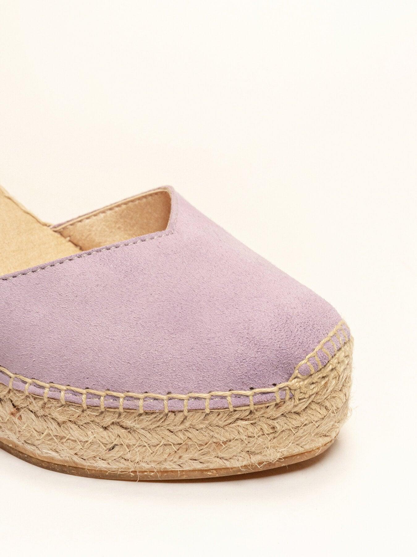 Sandália Anabela Alta Jara Camurça Lilás