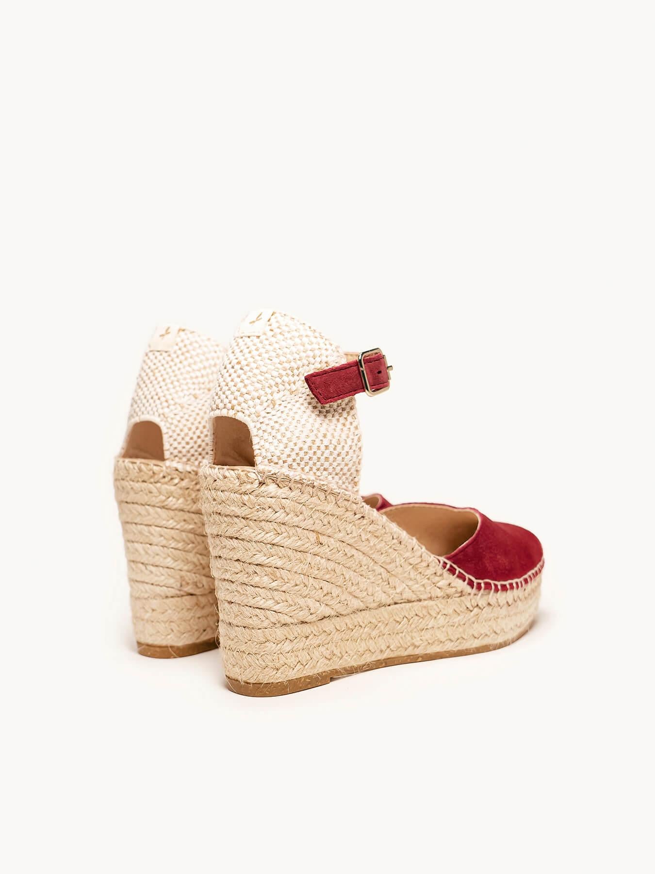 Sandália Jara Anabela 10 cm Camurça Granada