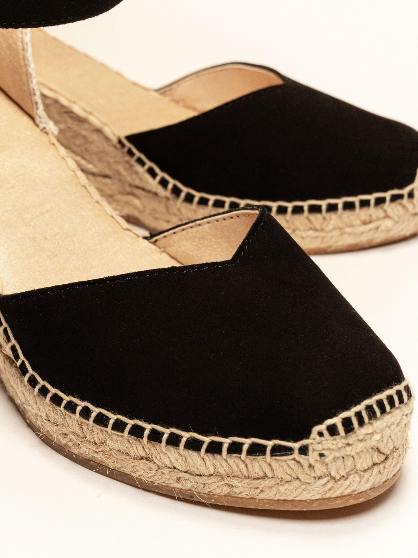 Sandália Jara Anabela 7 cm Camurça Preto