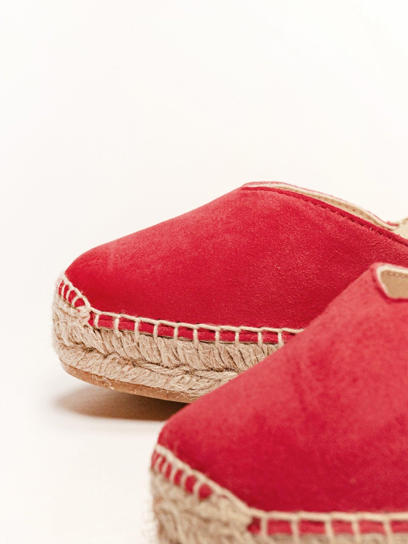 Sandália Jara Anabela 7 cm Camurça Vermelho