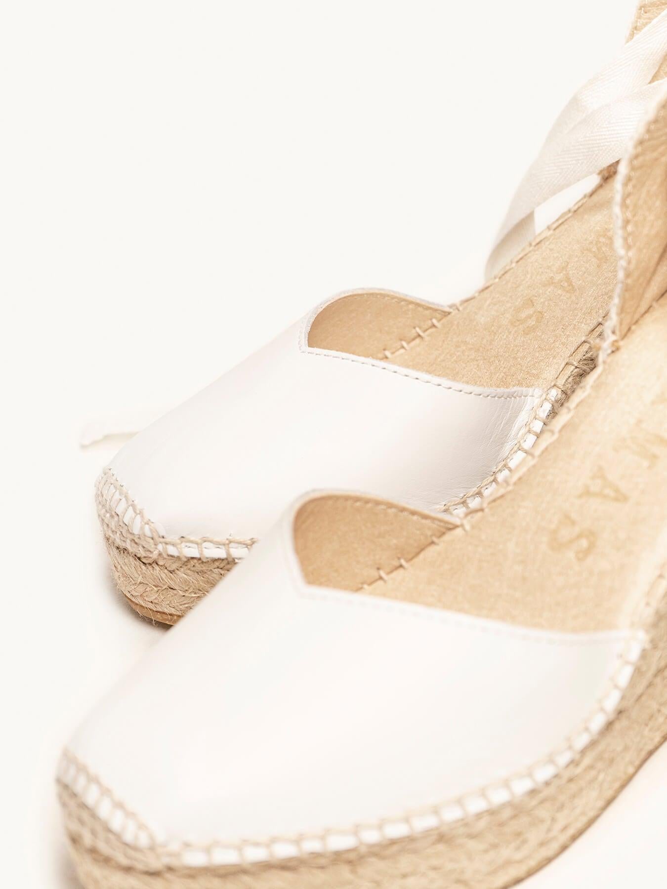 Sandália Anabela Alta Romero Napa Branco