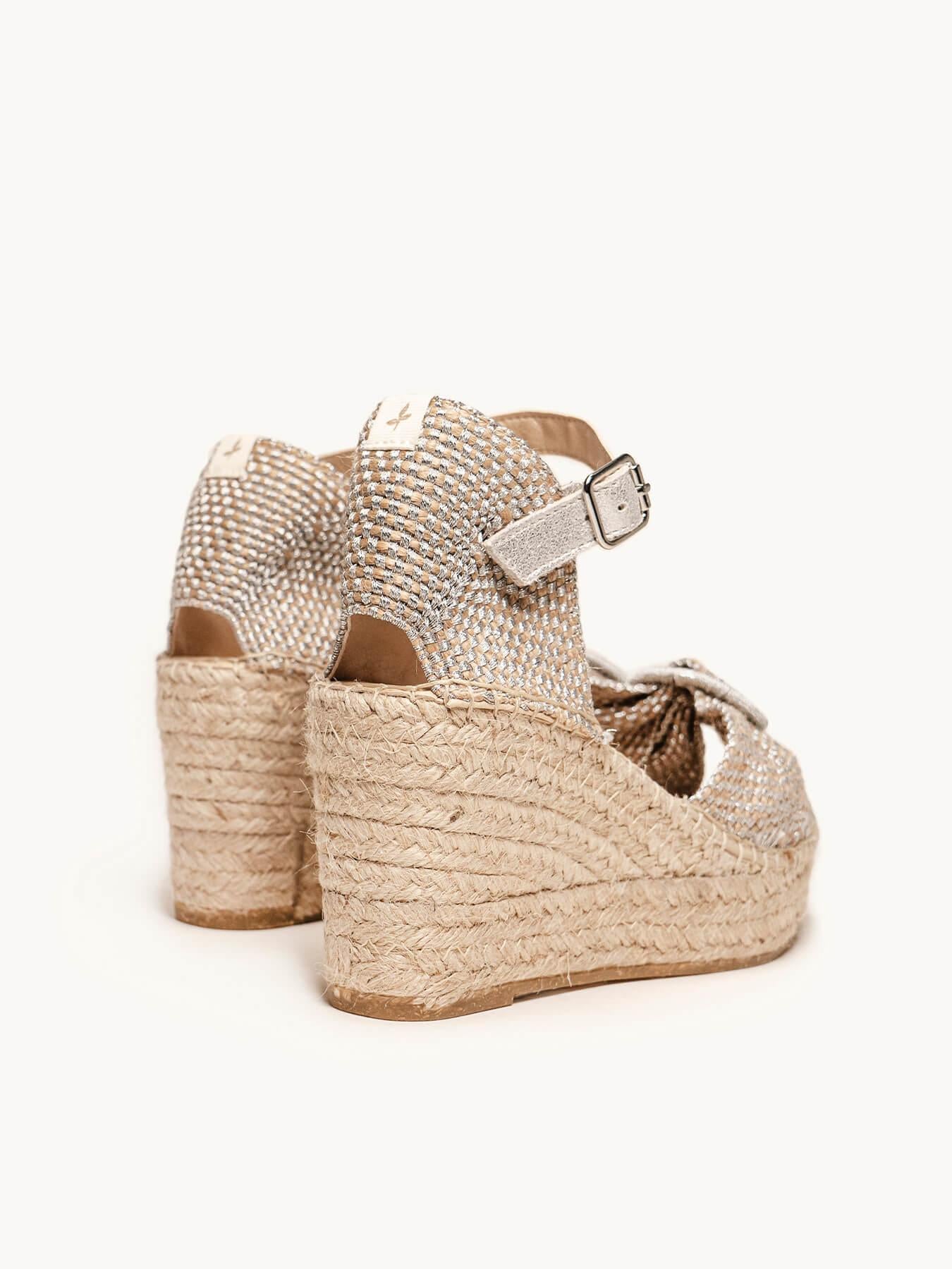 Sandália Anabela Média Plataforma Amapola Tira Prata