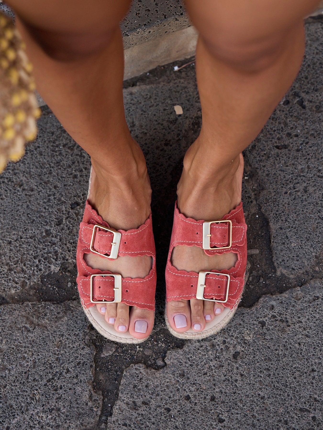 Sandália Papete Girasol Camurça Ondas Laranja