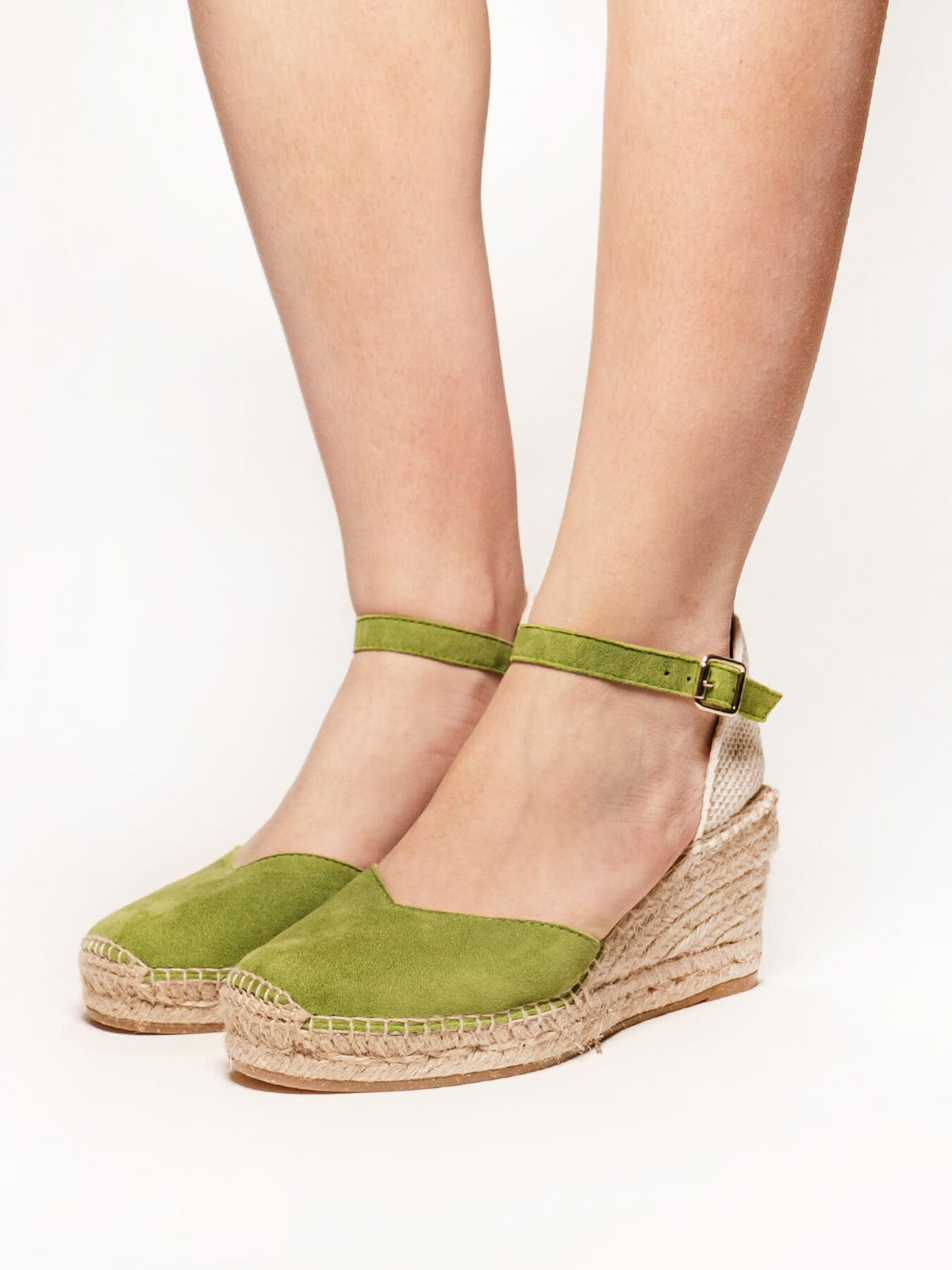 Sandália Jara Anabela 7 cm Camurça Verde