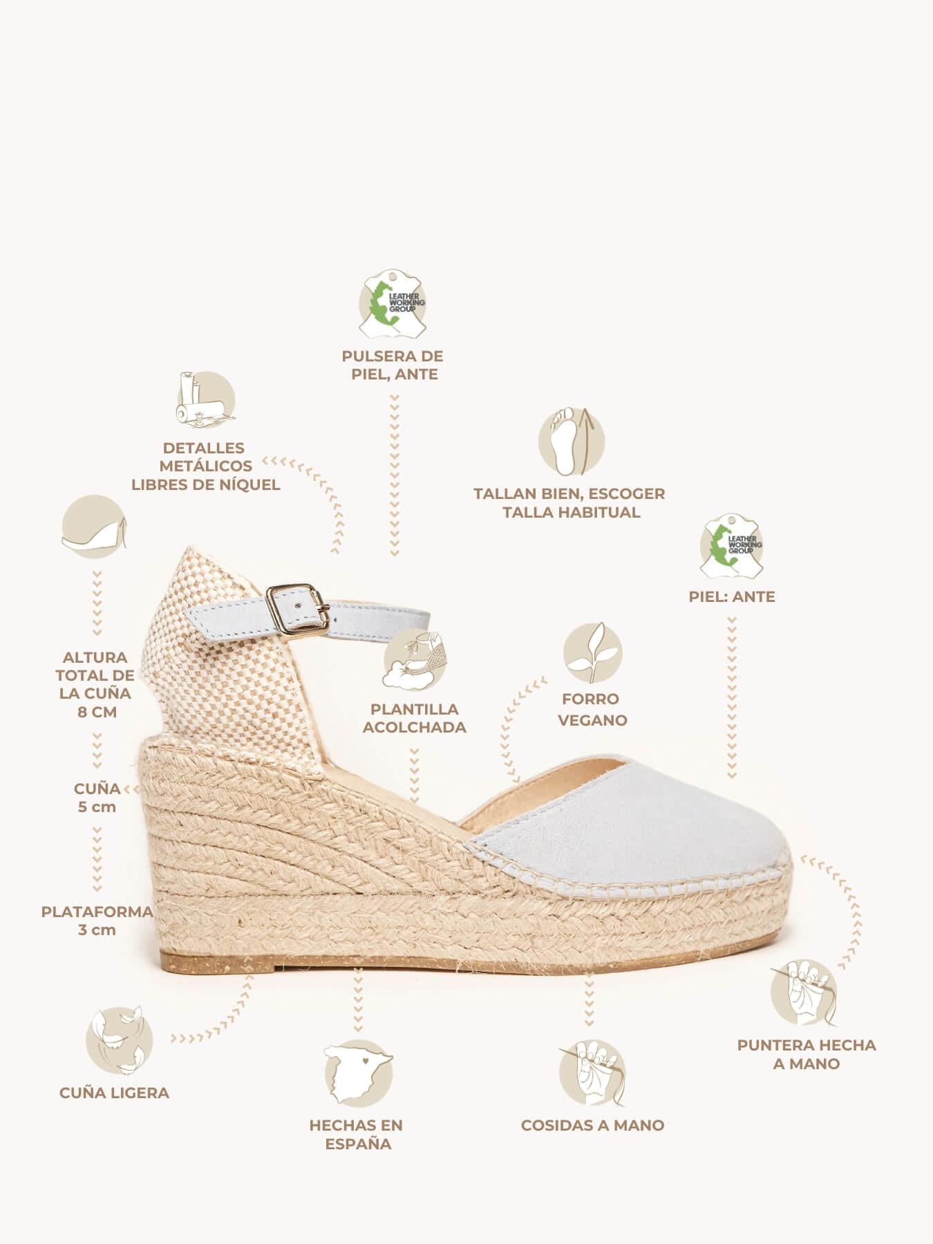 Sandália Anabela Média Plataforma Jara Camurça Azul Claro