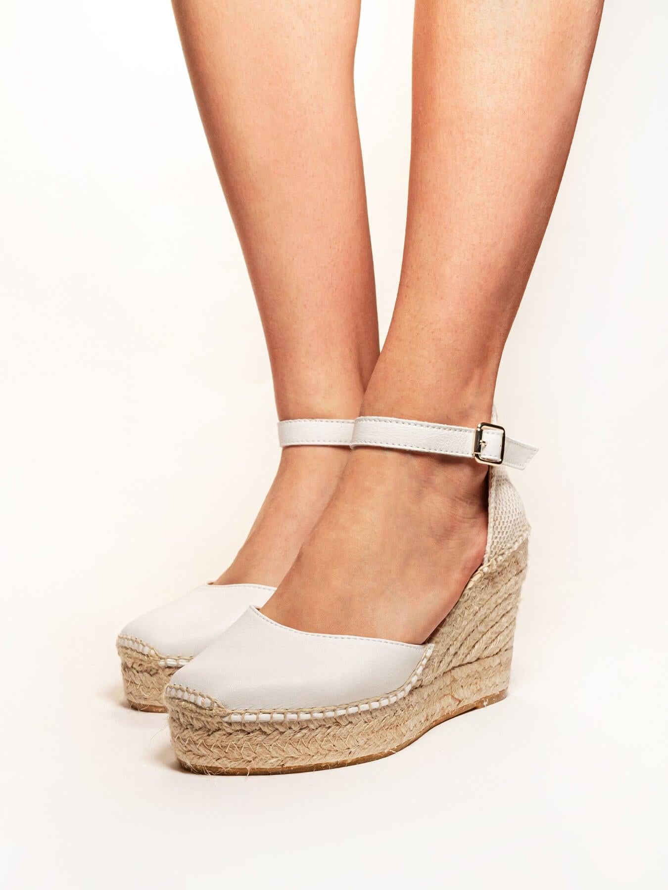 Sandália Anabela Alta Marga Napa Branco