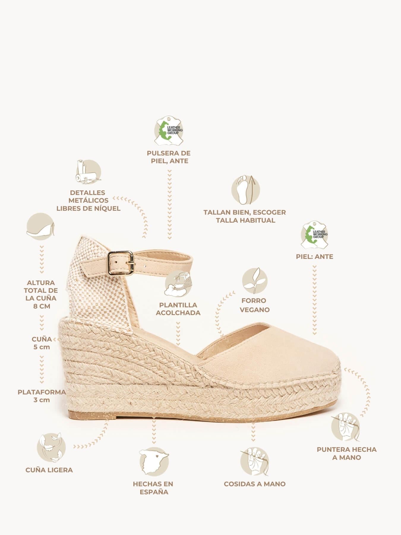 Sandália Anabela Média Plataforma Jara Camurça Areia