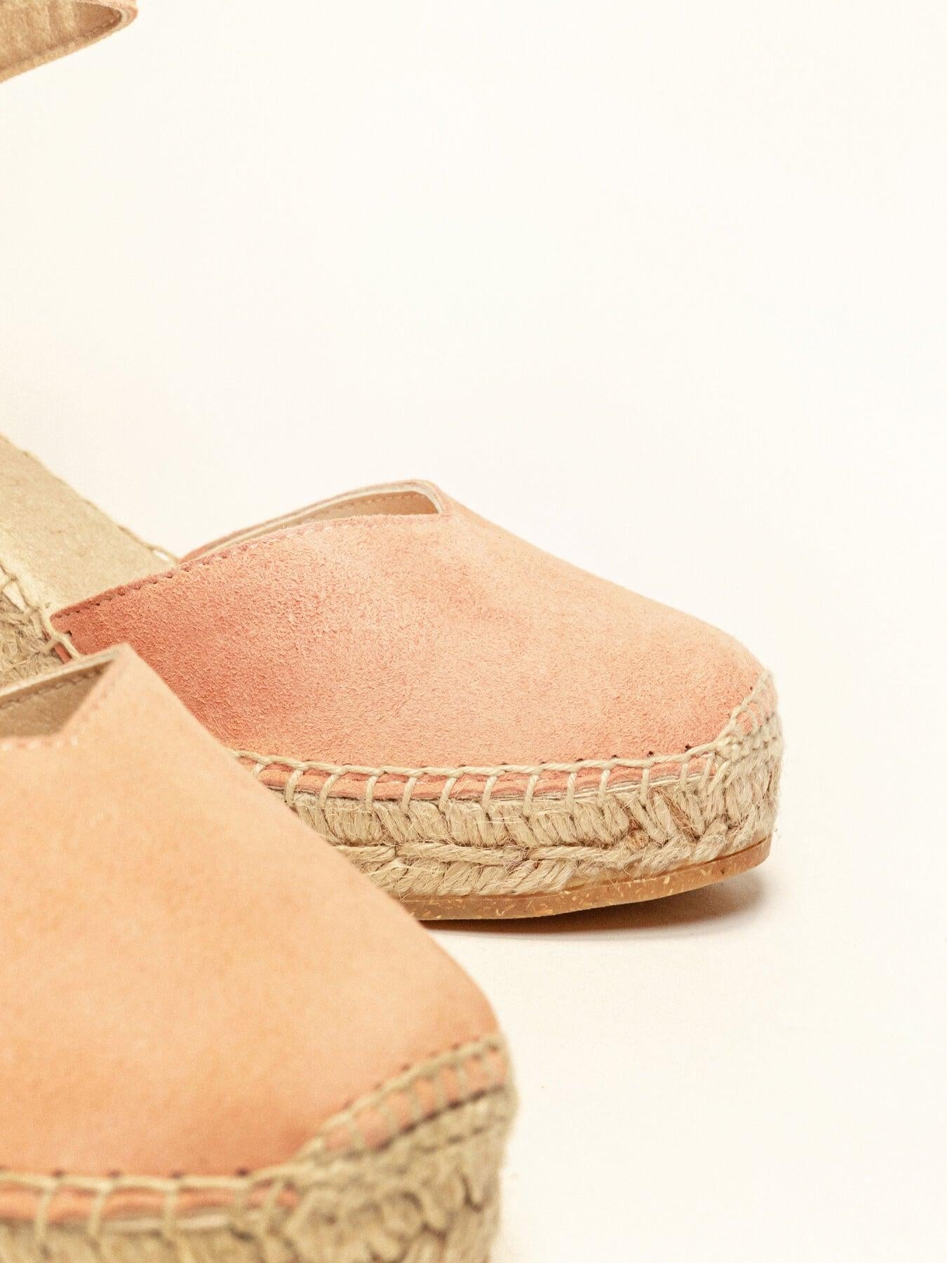 Sandália Jara Anabela 7 cm Camurça Laranja Claro