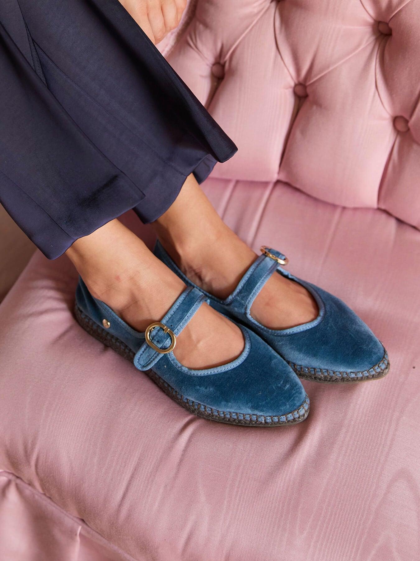Sapatilha Azucena Veludo Azul Jeans