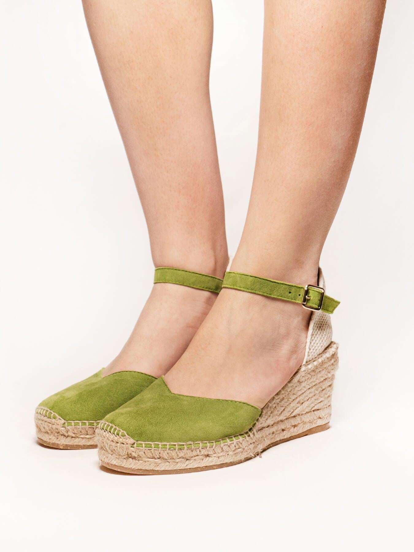 Sandália Anabela Média Jara Camurça Verde