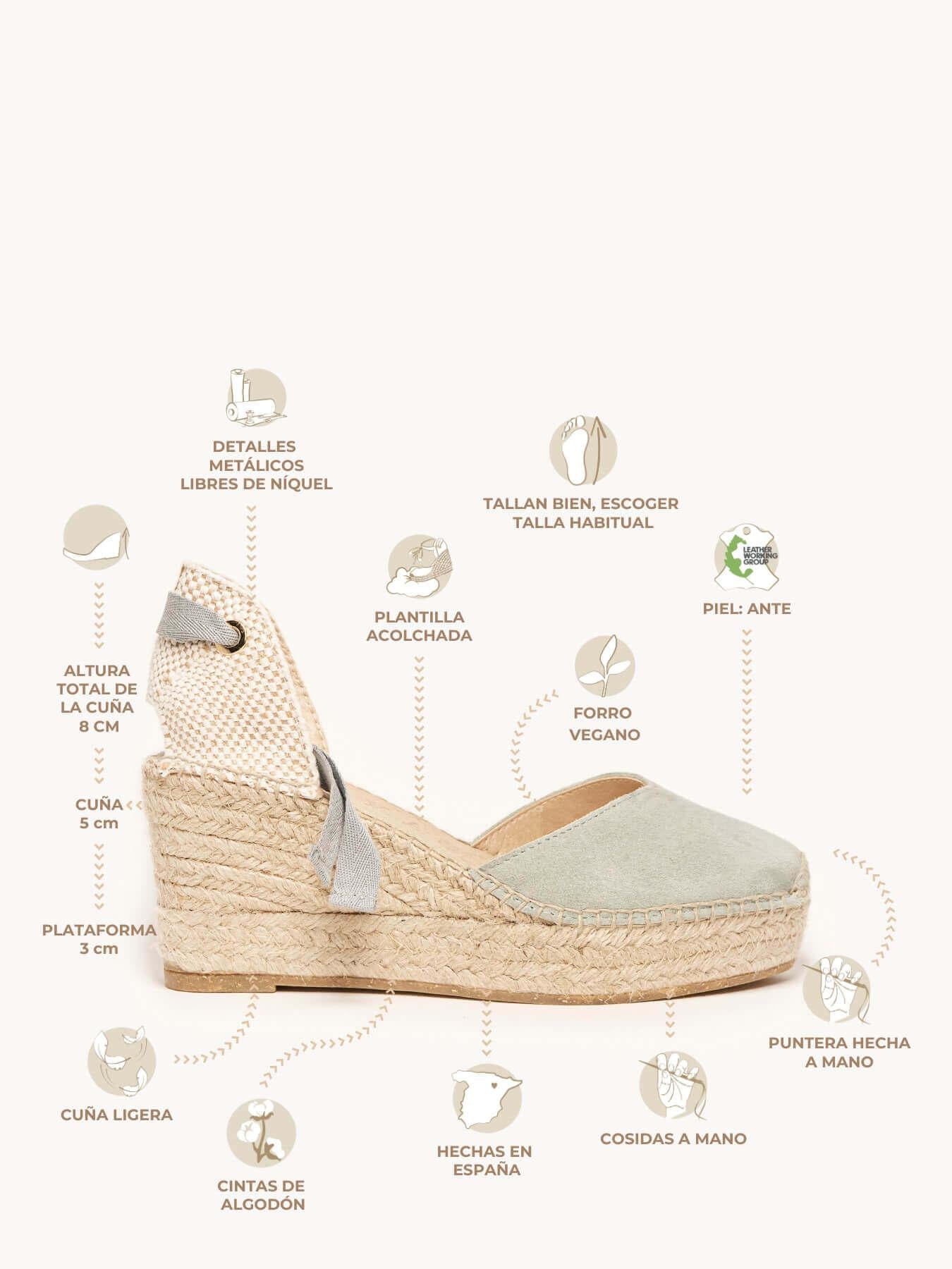 Sandália Anabela Média Plataforma Romero Camurça Verde Clara