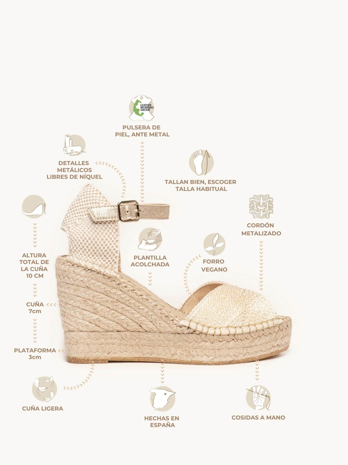 Sandália Anabela Alta Alelí Cordela Crua