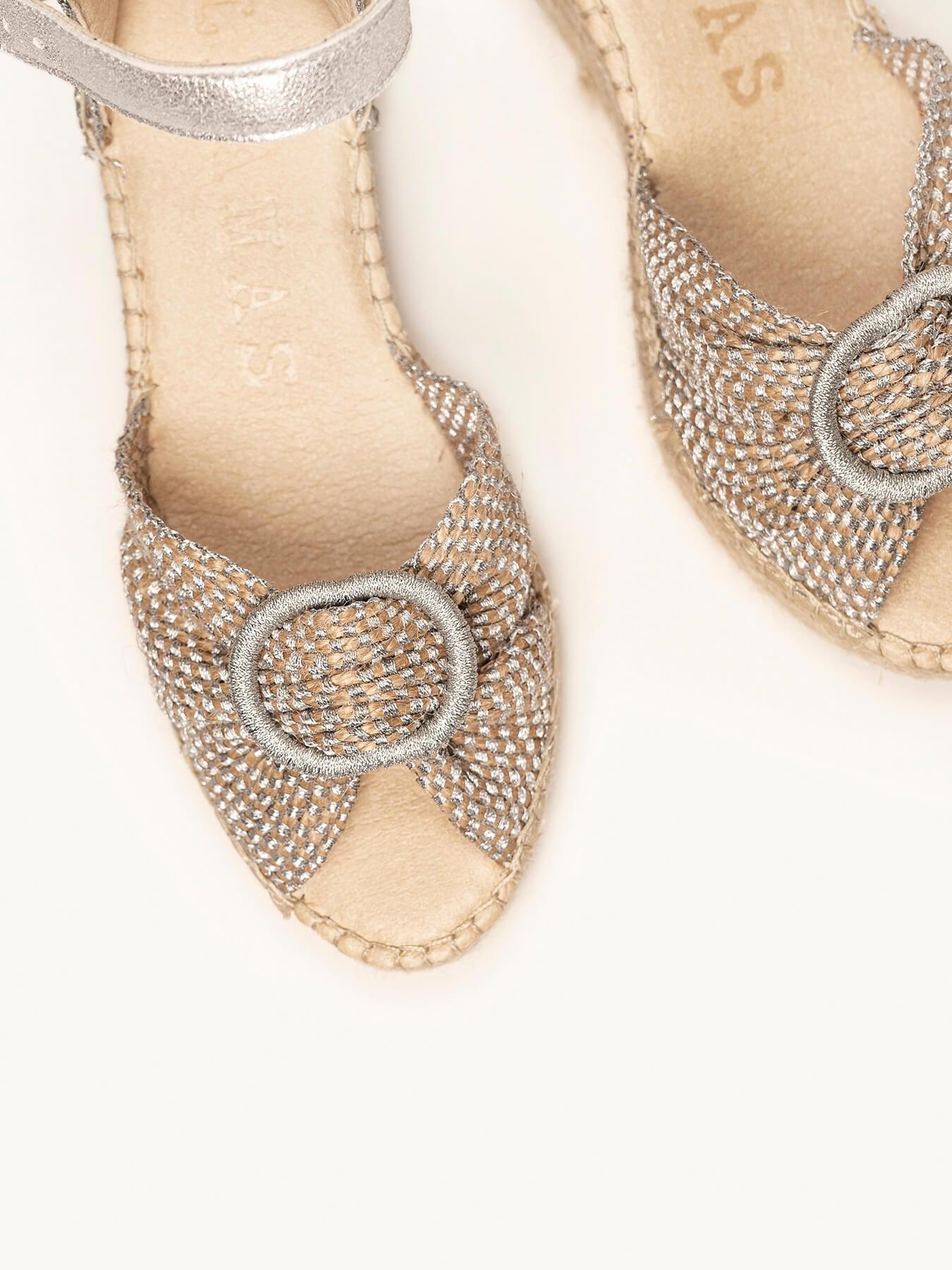 Sandália Anabela Média Plataforma Amapola Tira Prata