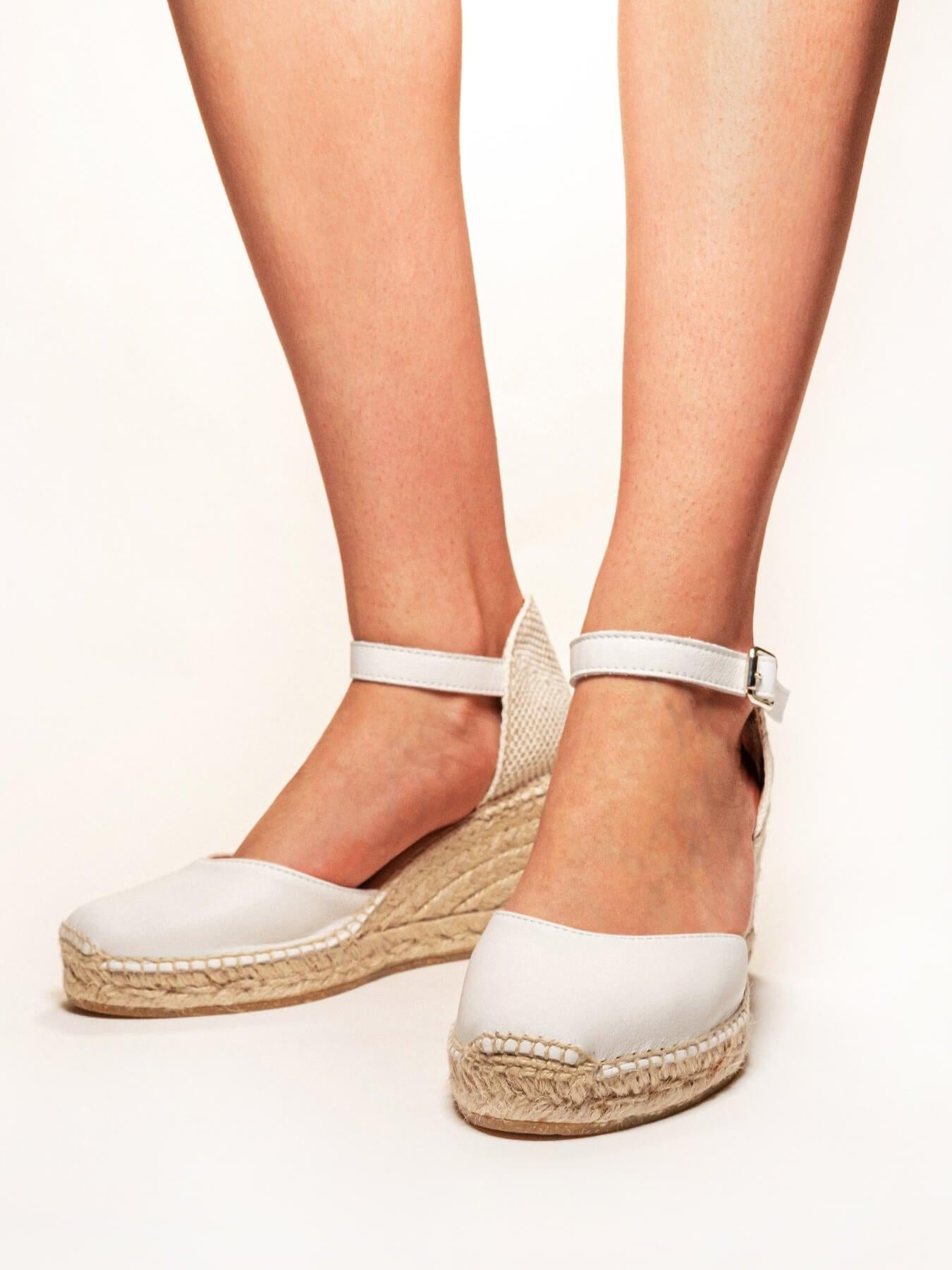 Sandália Anabela Média Marga Napa Branco