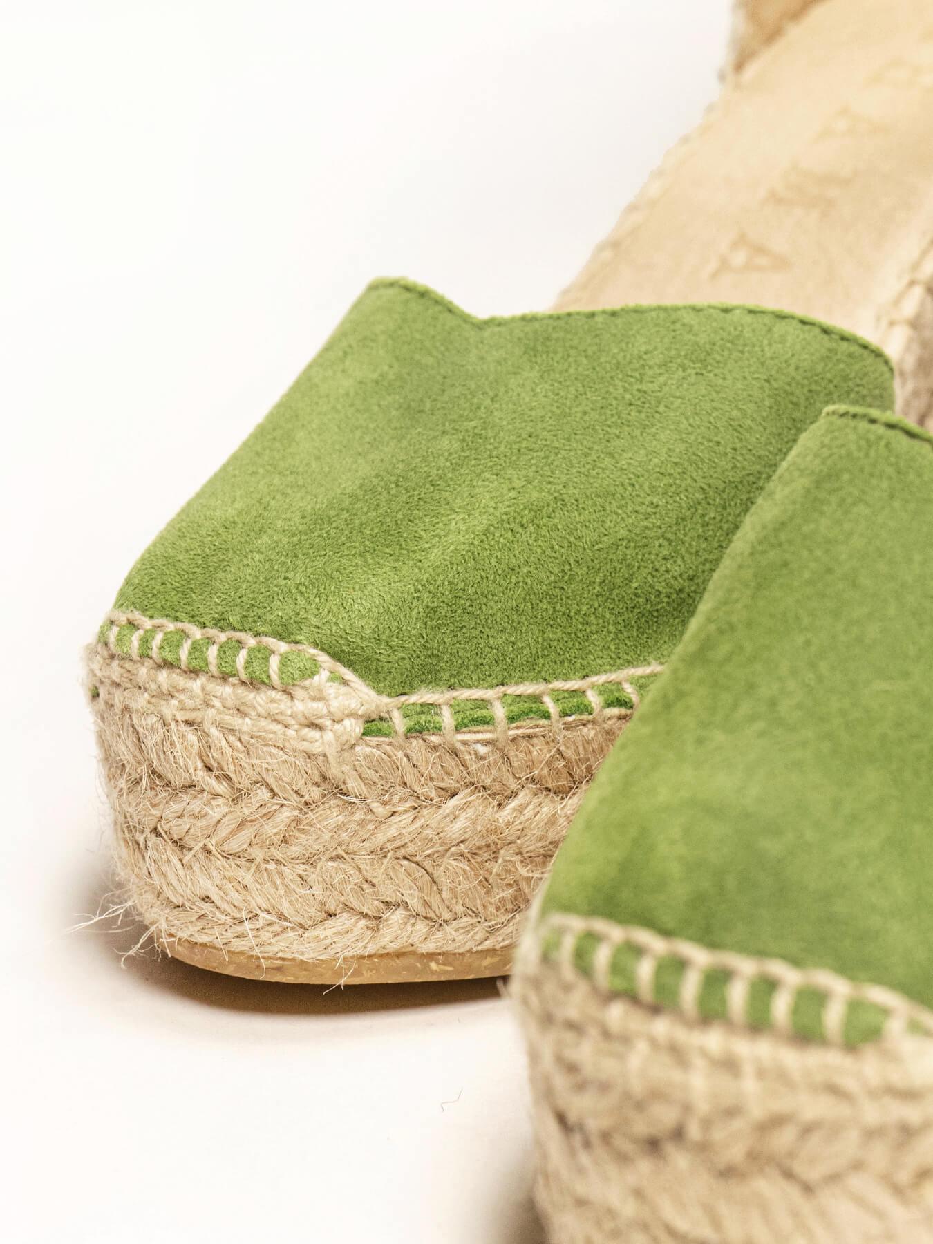 Sandália Anabela Alta Jara Camurça Verde