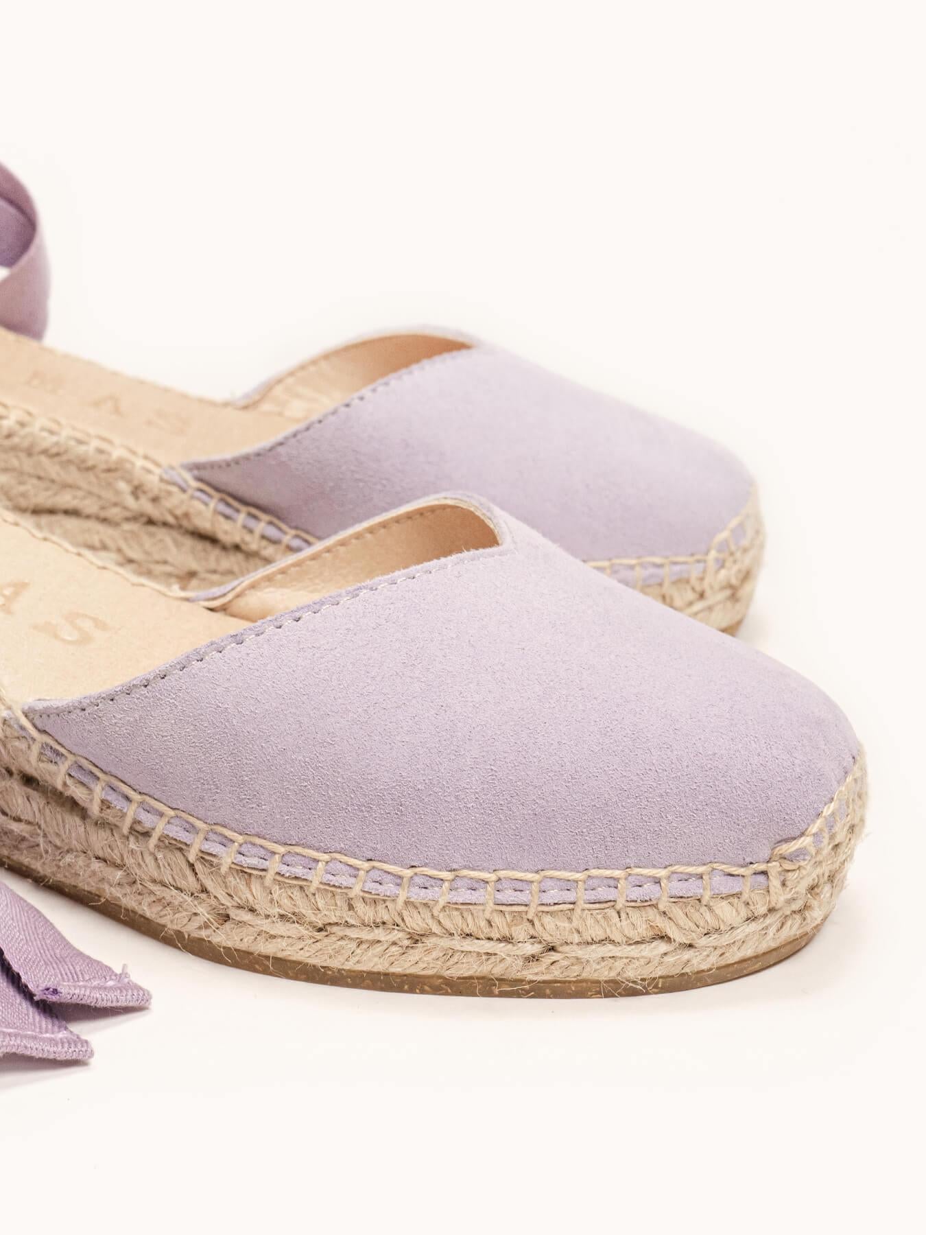Sandália Romero Anabela 5 cm Camurça Lilás