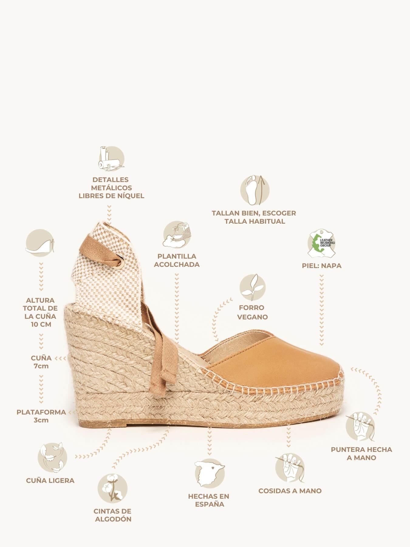 Sandália Anabela Alta Romero Napa Marrom Claro