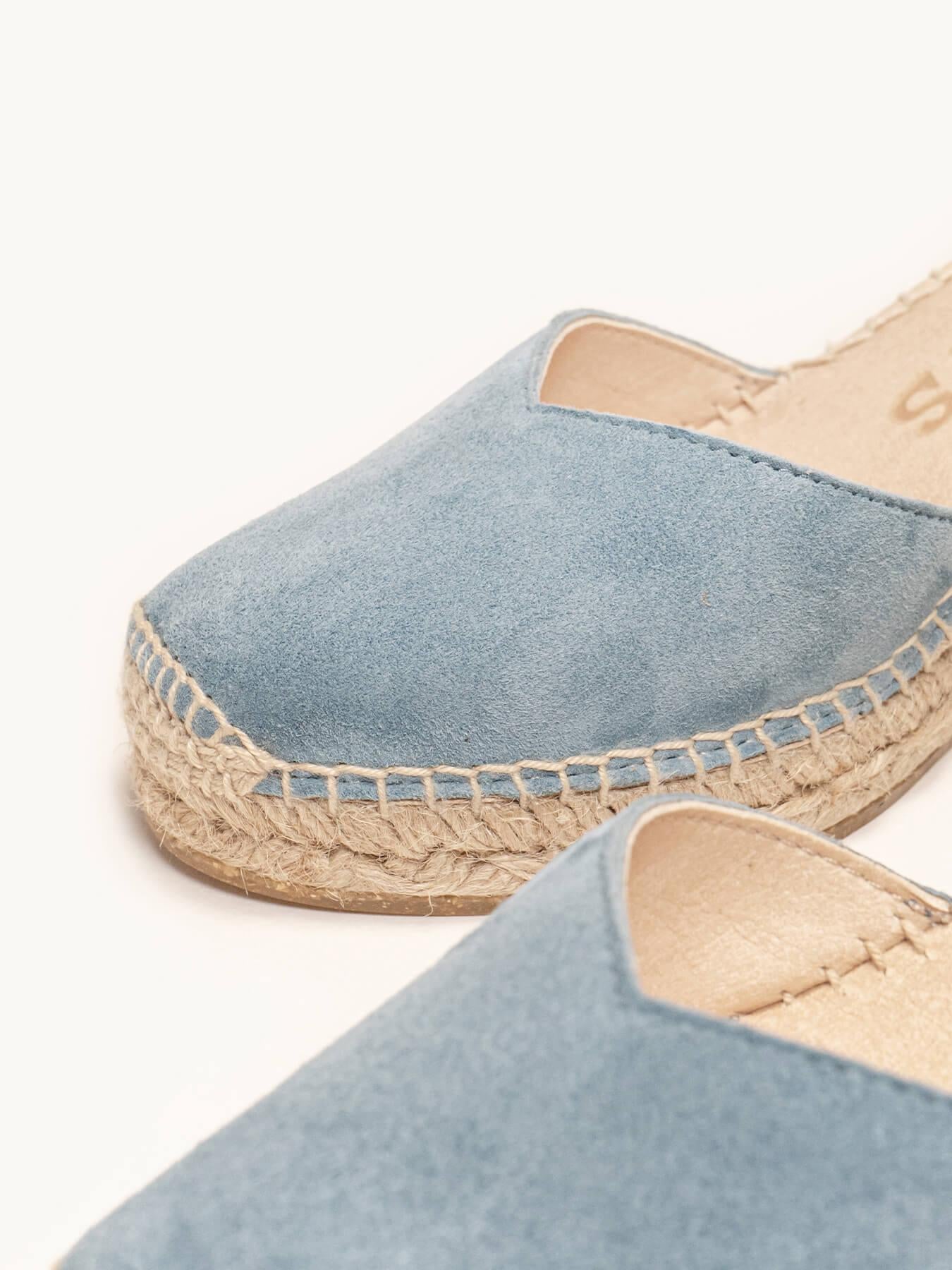 Sandália Jara Anabela 7 cm Camurça Azul Jeans