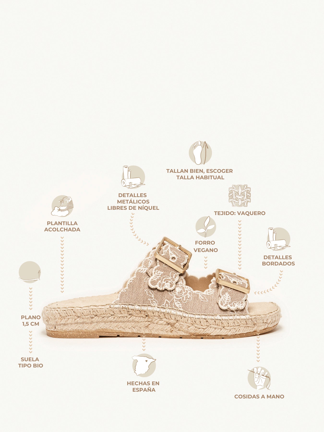 Sandália Papete Girasol Jeans Bordada Pedra