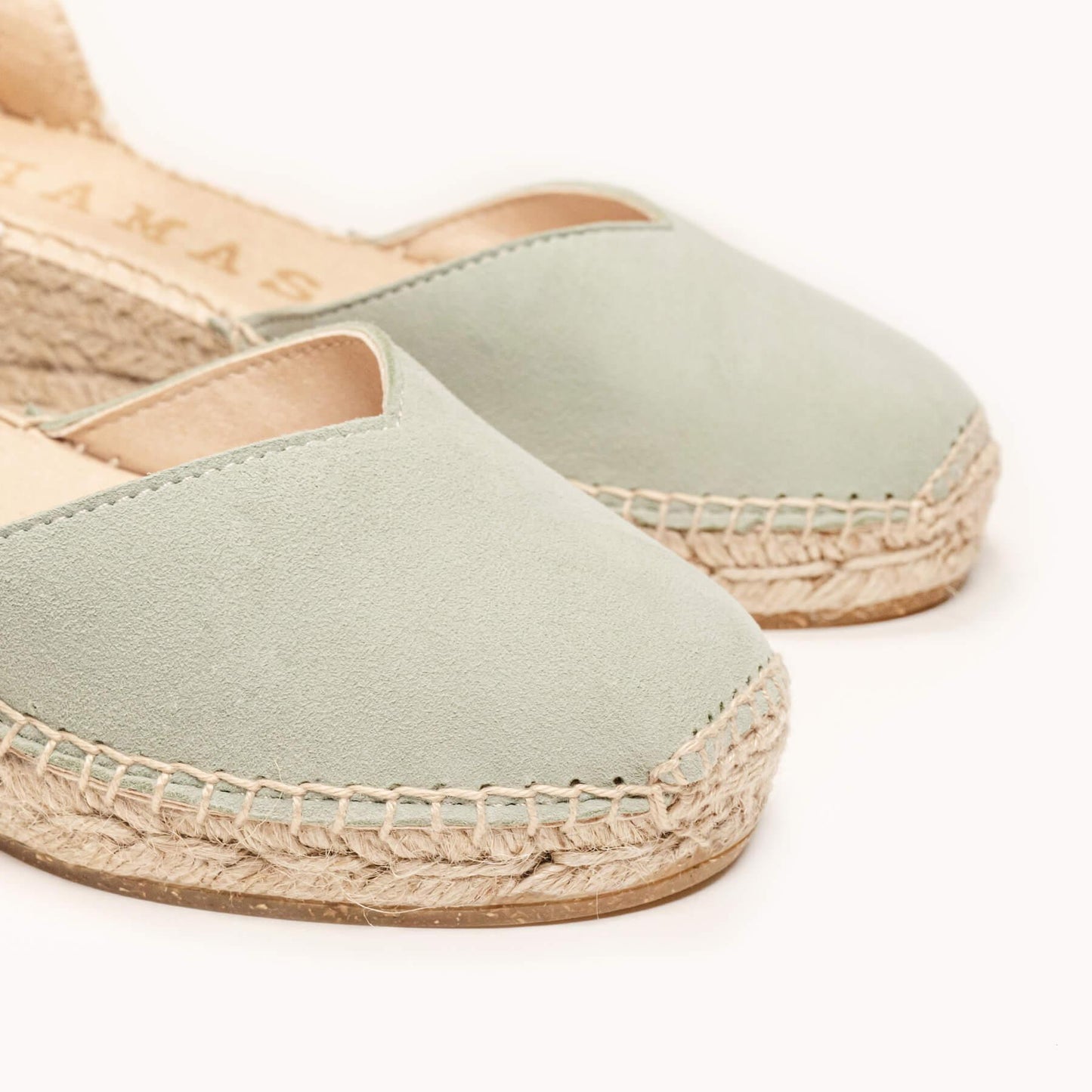 Sandália Anabela Baixa Jara Camurça Verde Claro