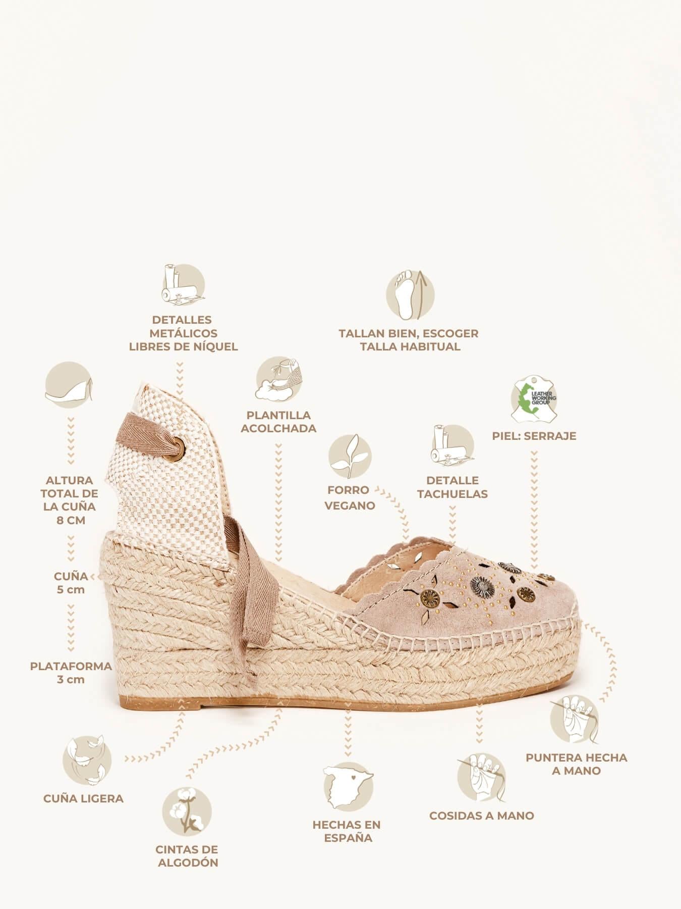 Sandália Romero Anabela 8 cm Camurça Taupe