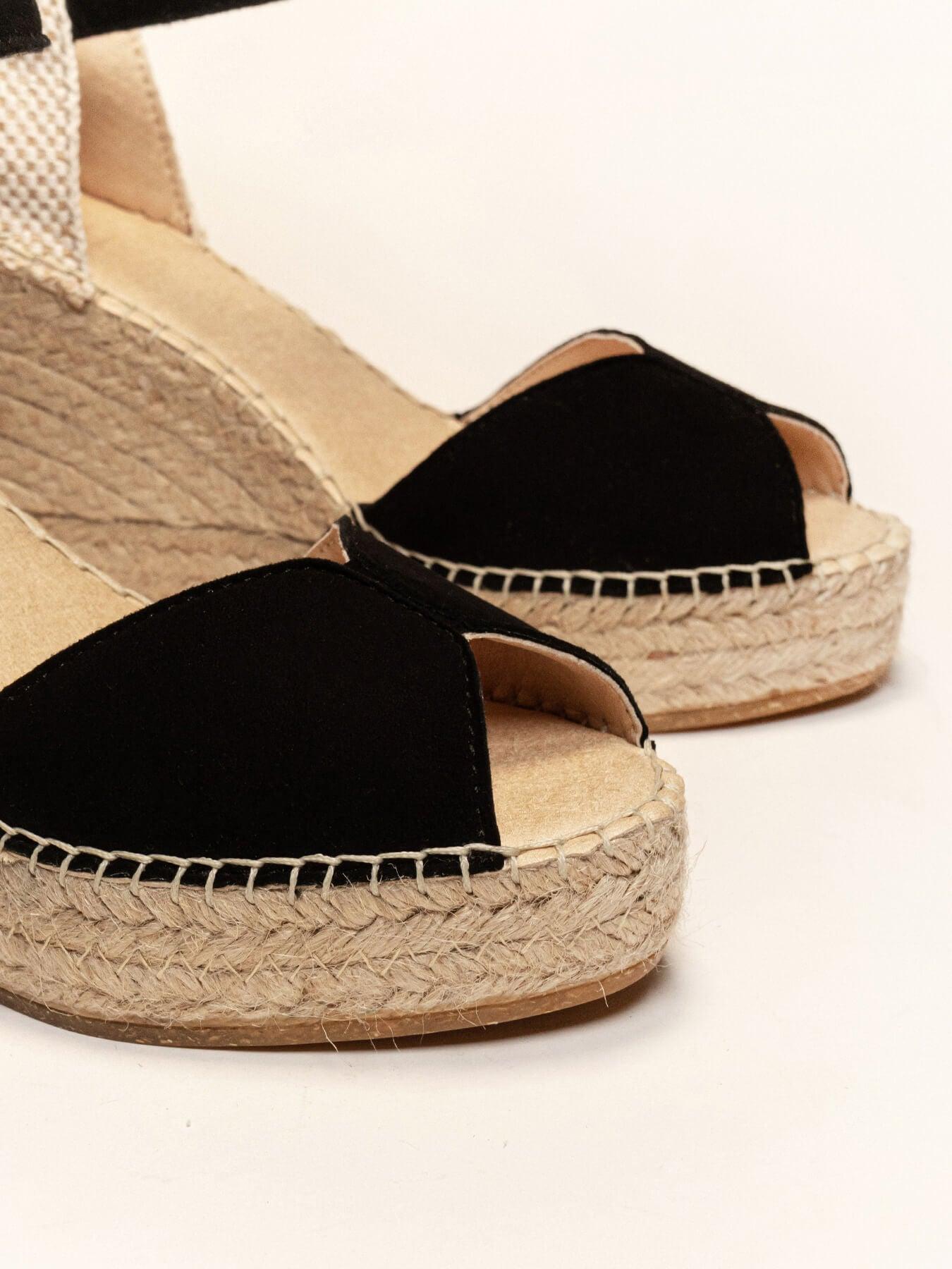 Sandália Anabela Alta Alelí Camurça Preto