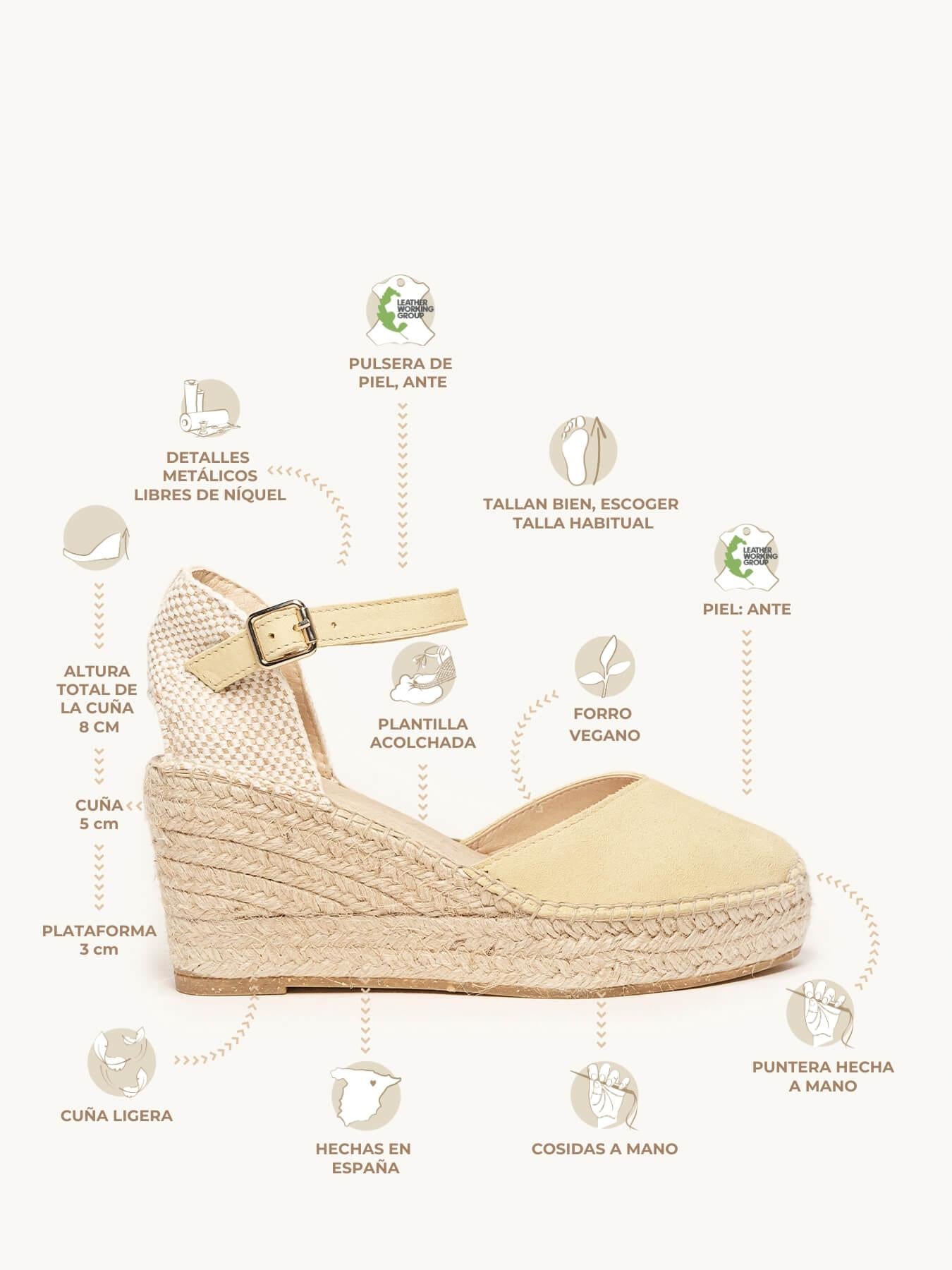 Sandália Jara Anabela 8 cm Camurça Amarelo