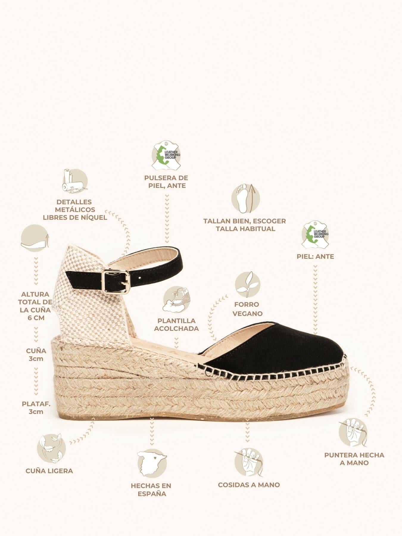 Sandália Plataforma Jara Camurça Preta