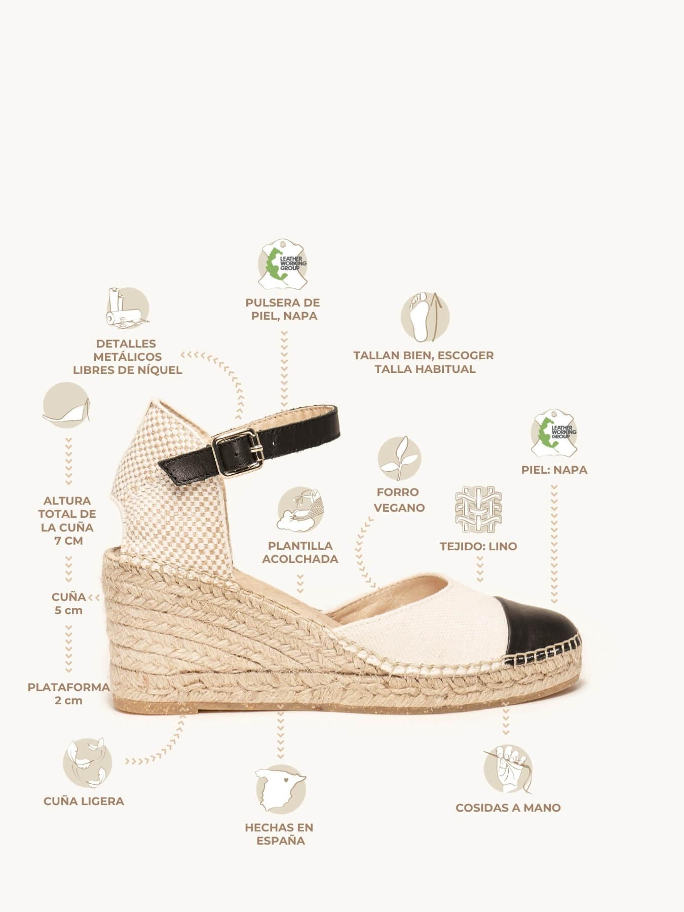 Sandália Anabela Média Marga Napa Linho Branco