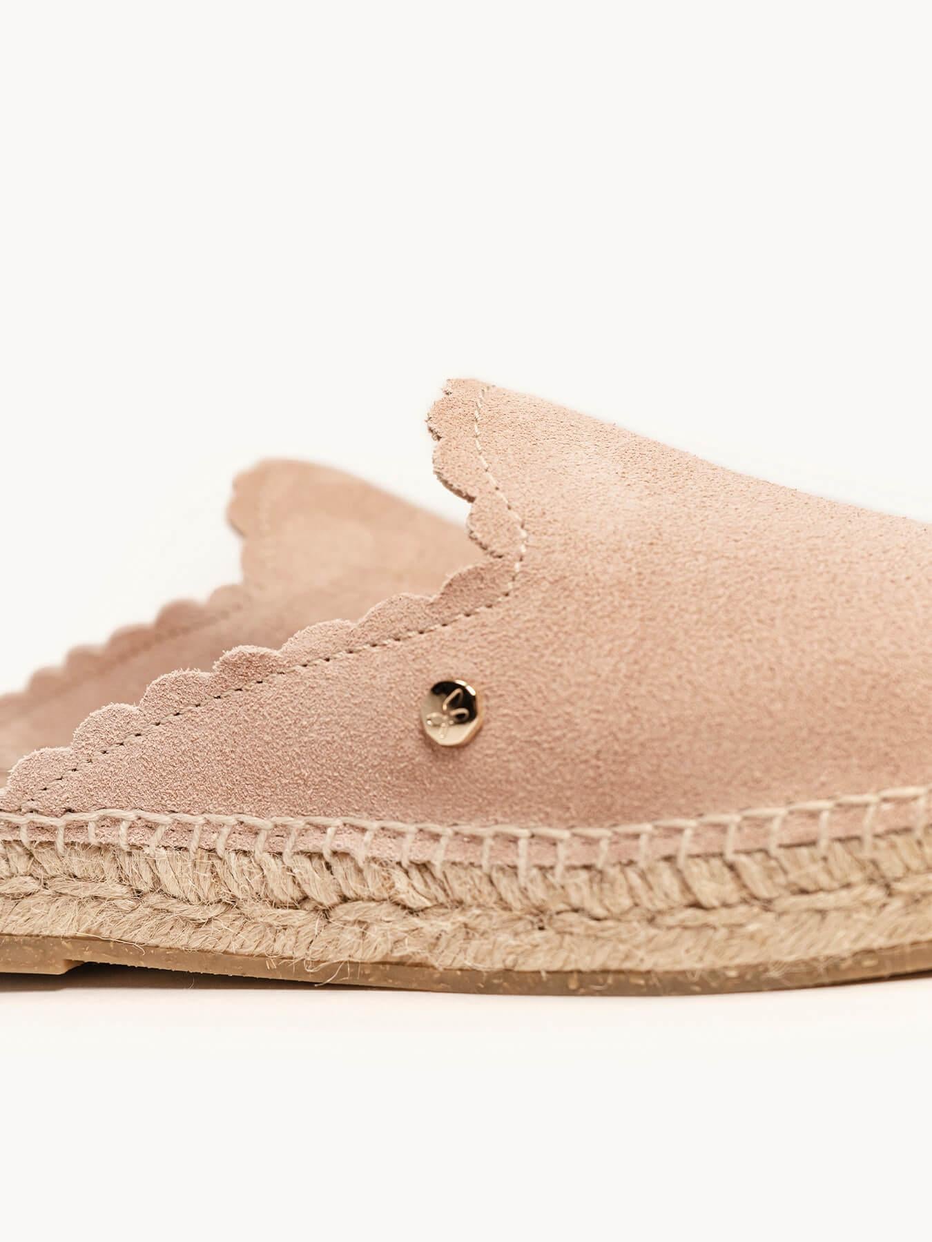 Mule Loto Camurça Ondas Rosa Claro