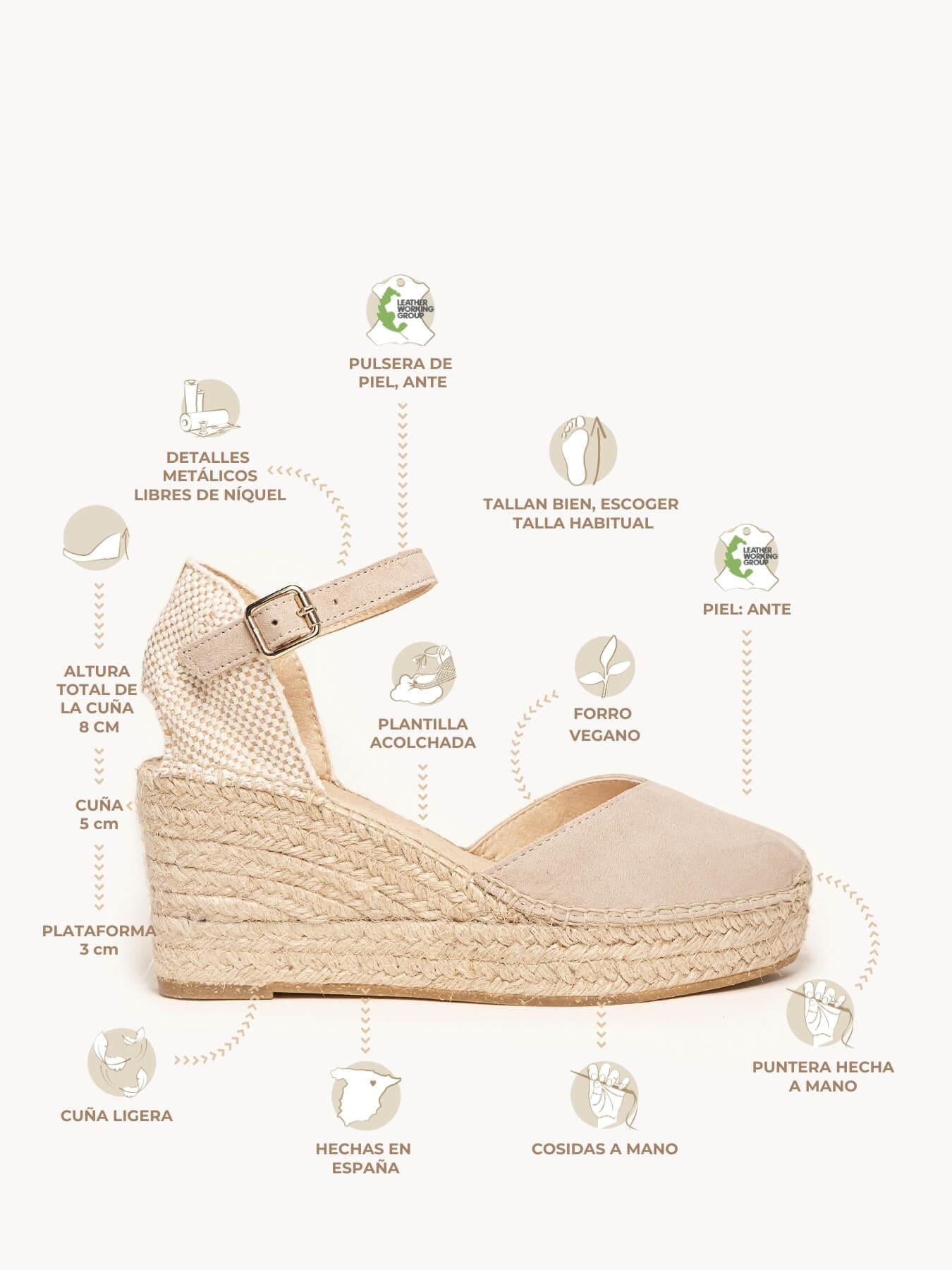 Sandália Anabela Média Plataforma Jara Camurça Pedra