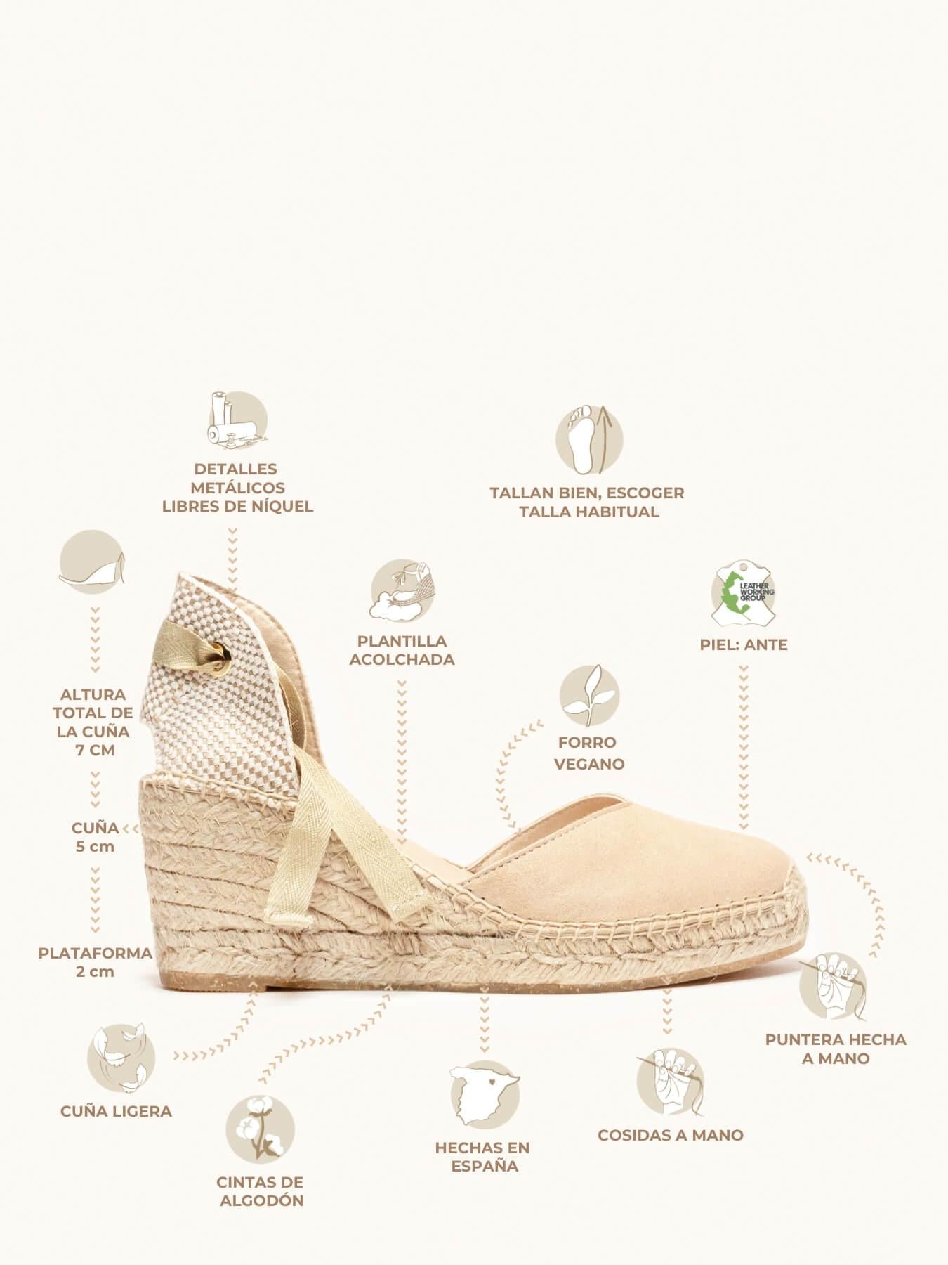 Sandália Anabela Média Romero Camurça Areia