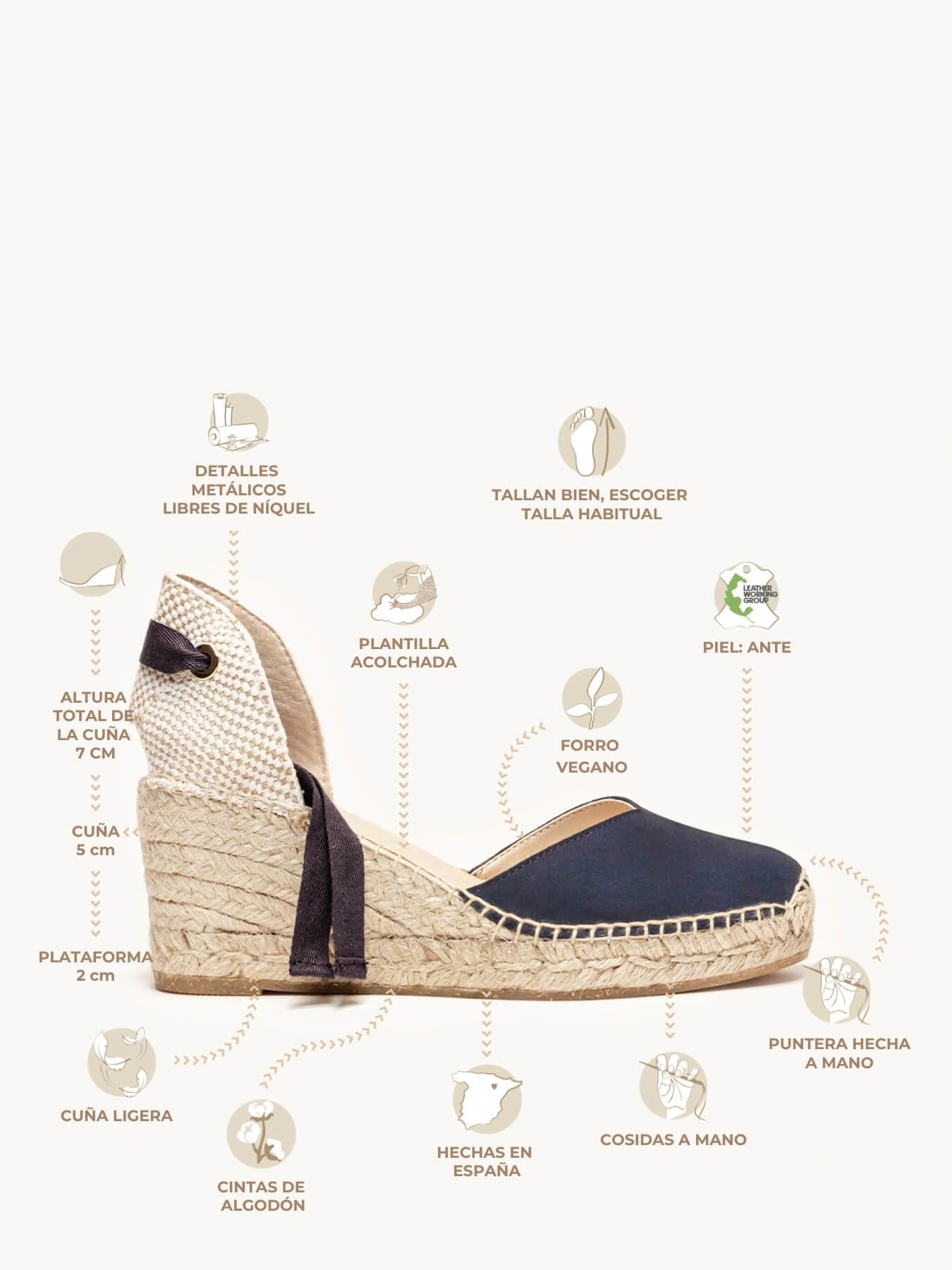 Sandália Anabela Média Romero Camurça Marinho