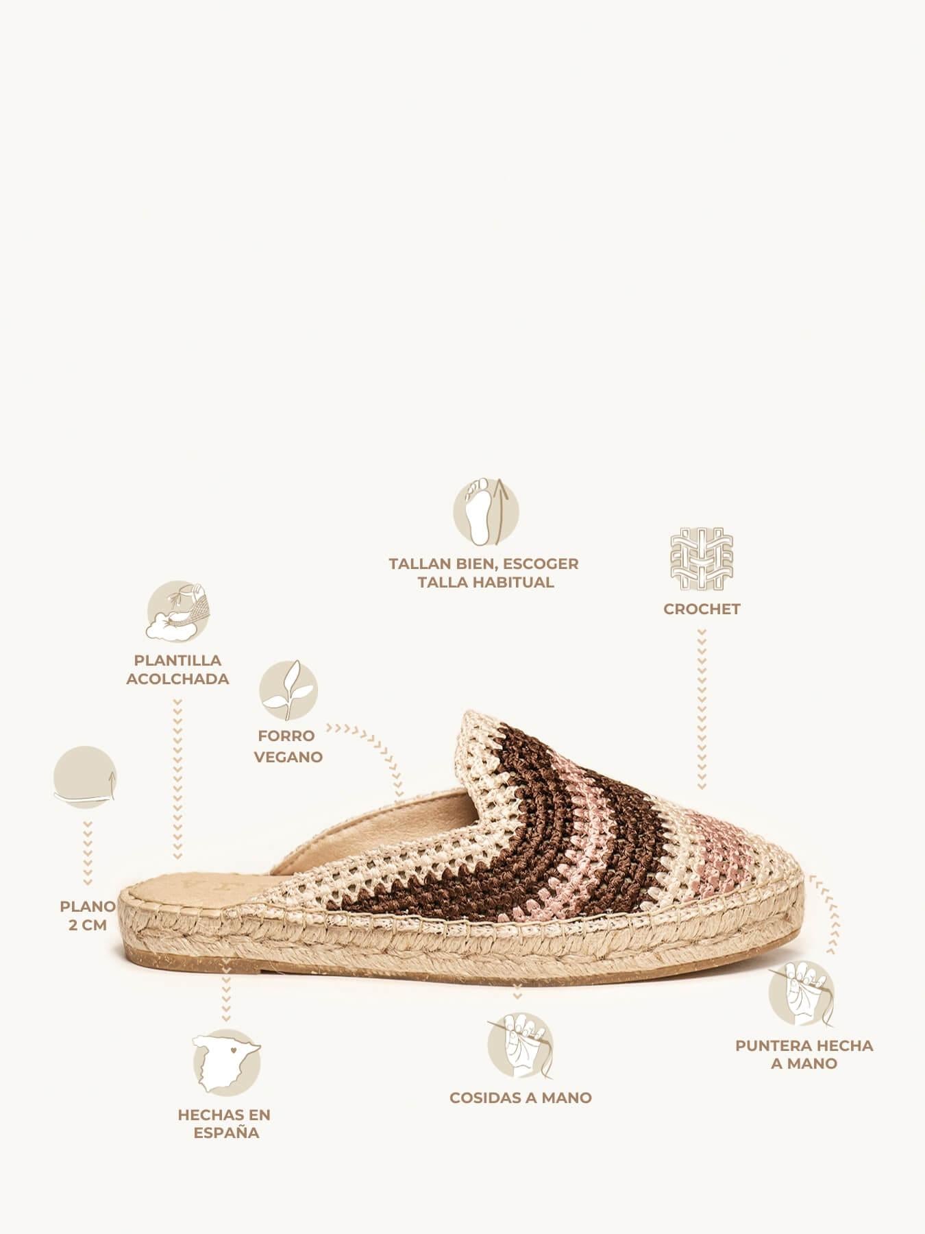 Loto em crochê listrado cru