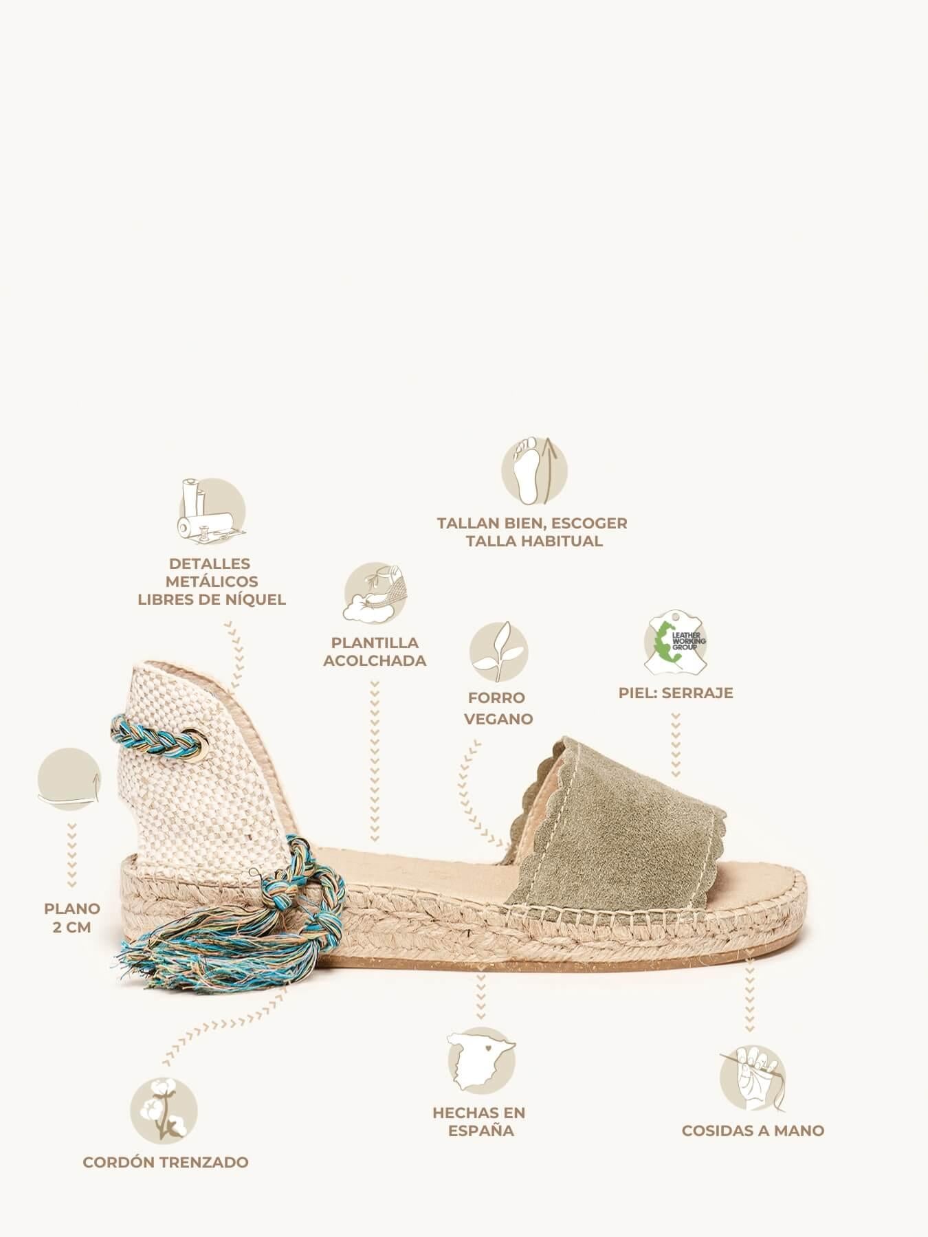 Sandália Aulaga Camurça Ondas Verde Claro