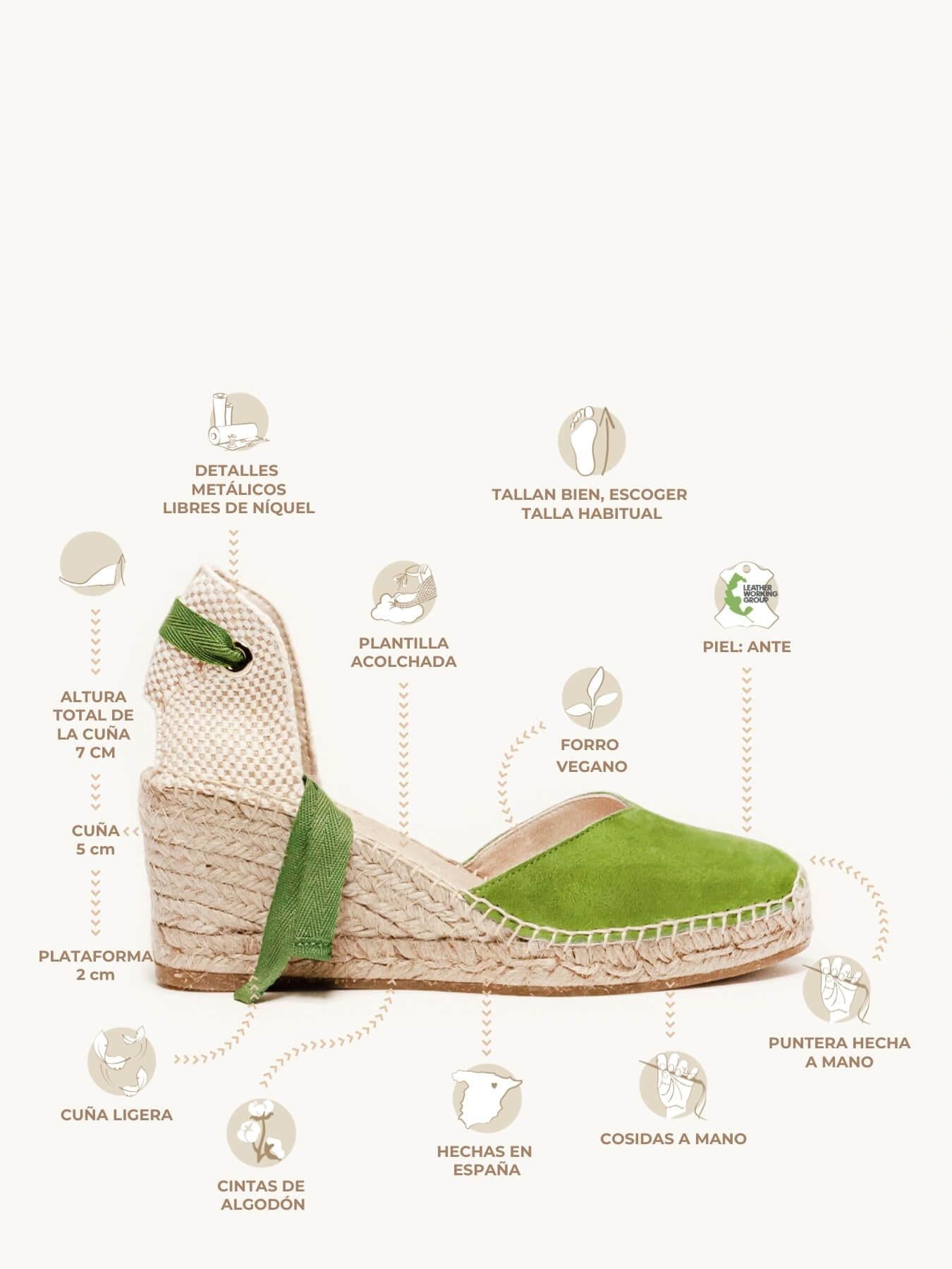 Sandália Anabela Média Romero Camurça Verde