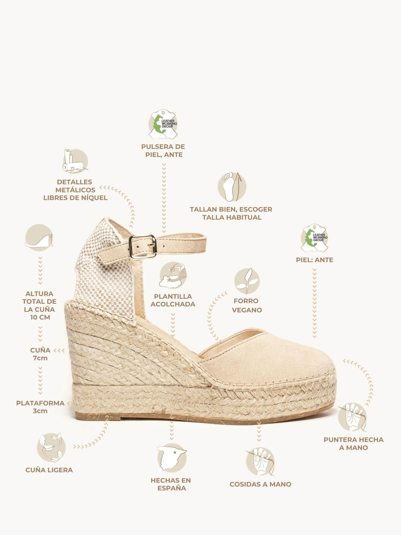 Sandália Anabela Alta Jara Camurça Areia