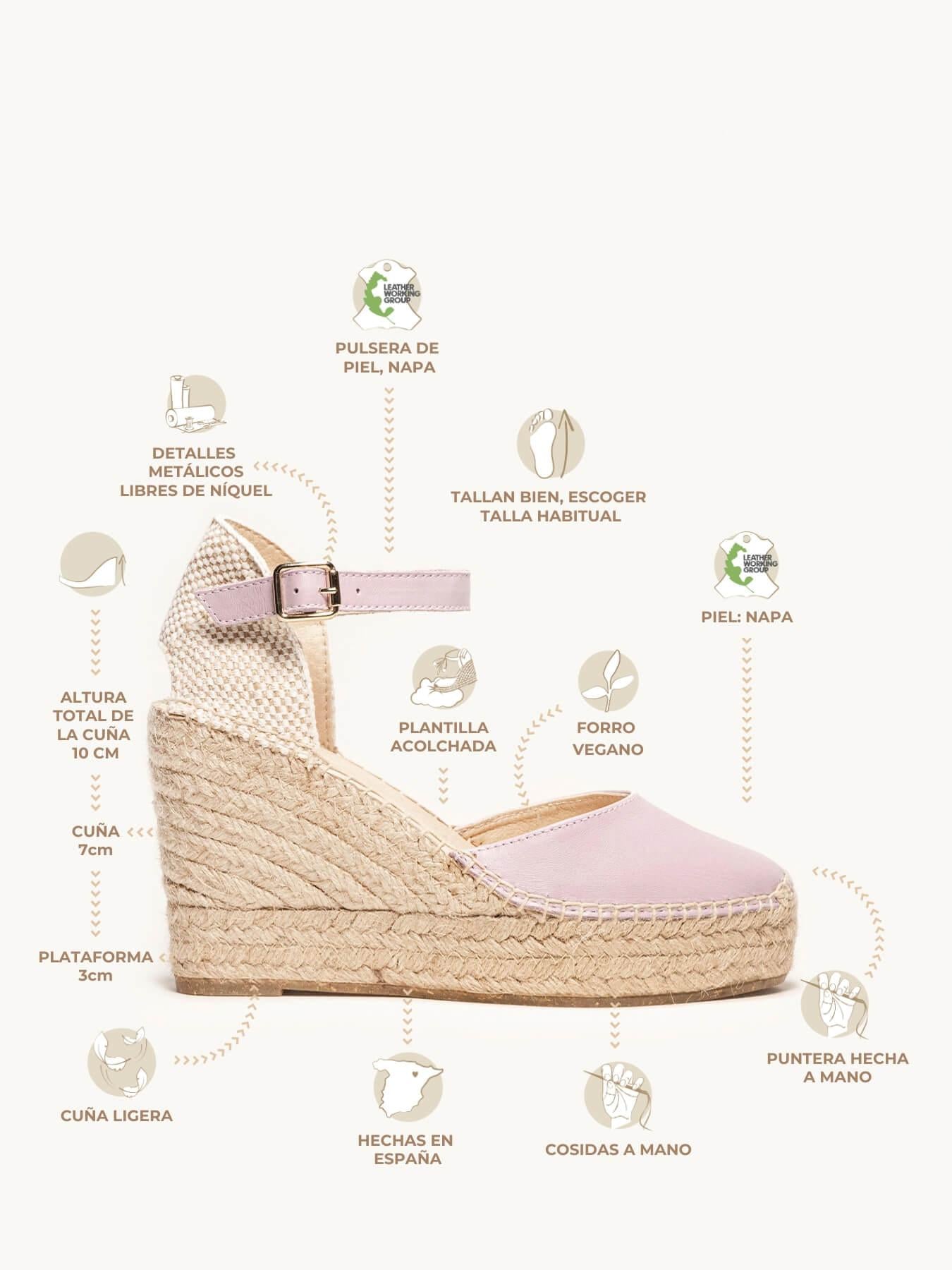 Sandália Anabela Alta Marga Napa Lilás