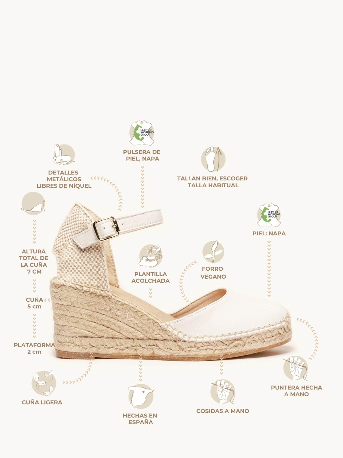 Sandália Marga Anabela 7 cm Napa Branco