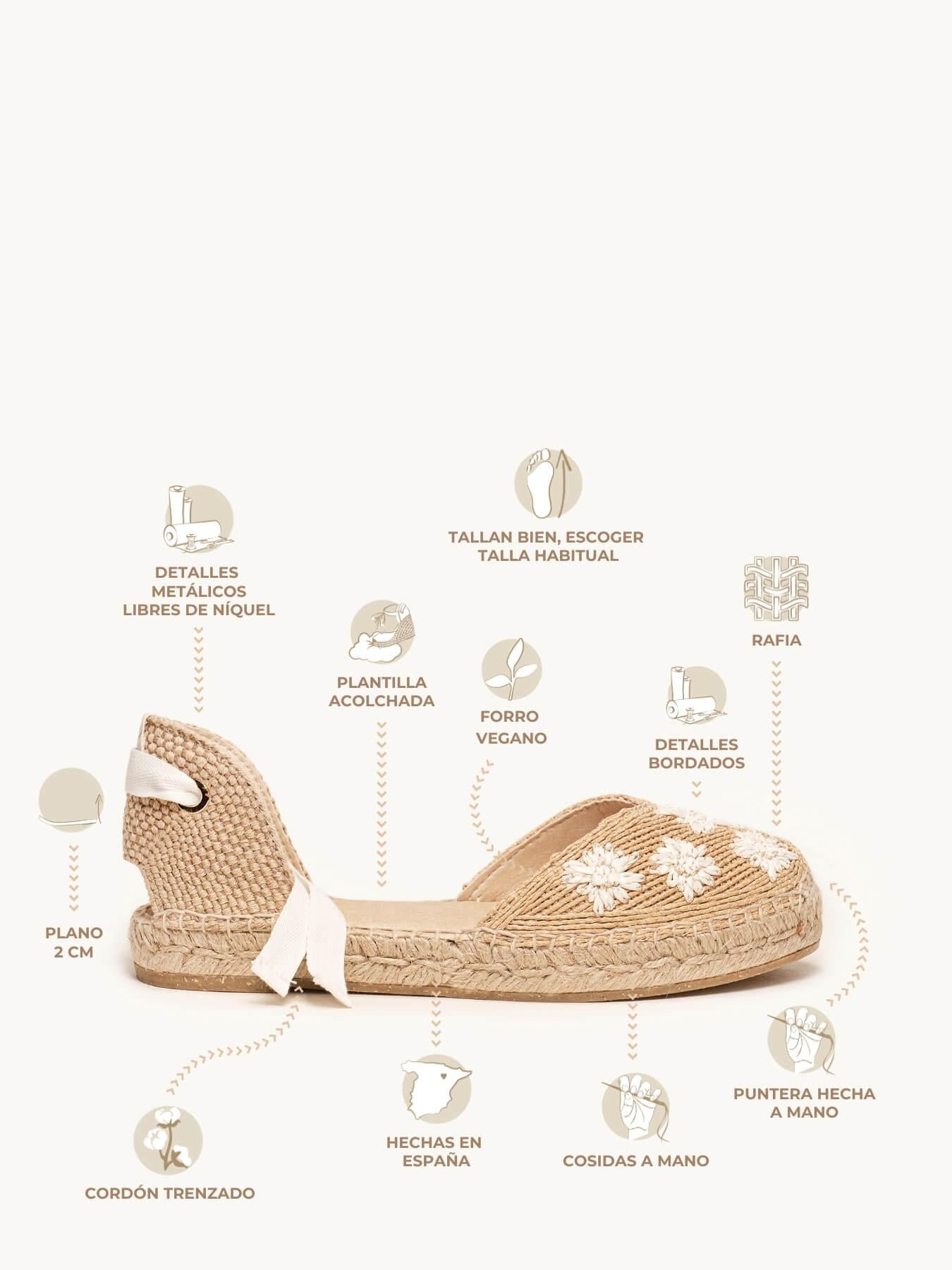 Sandália Romero Ráfia Flores Branca